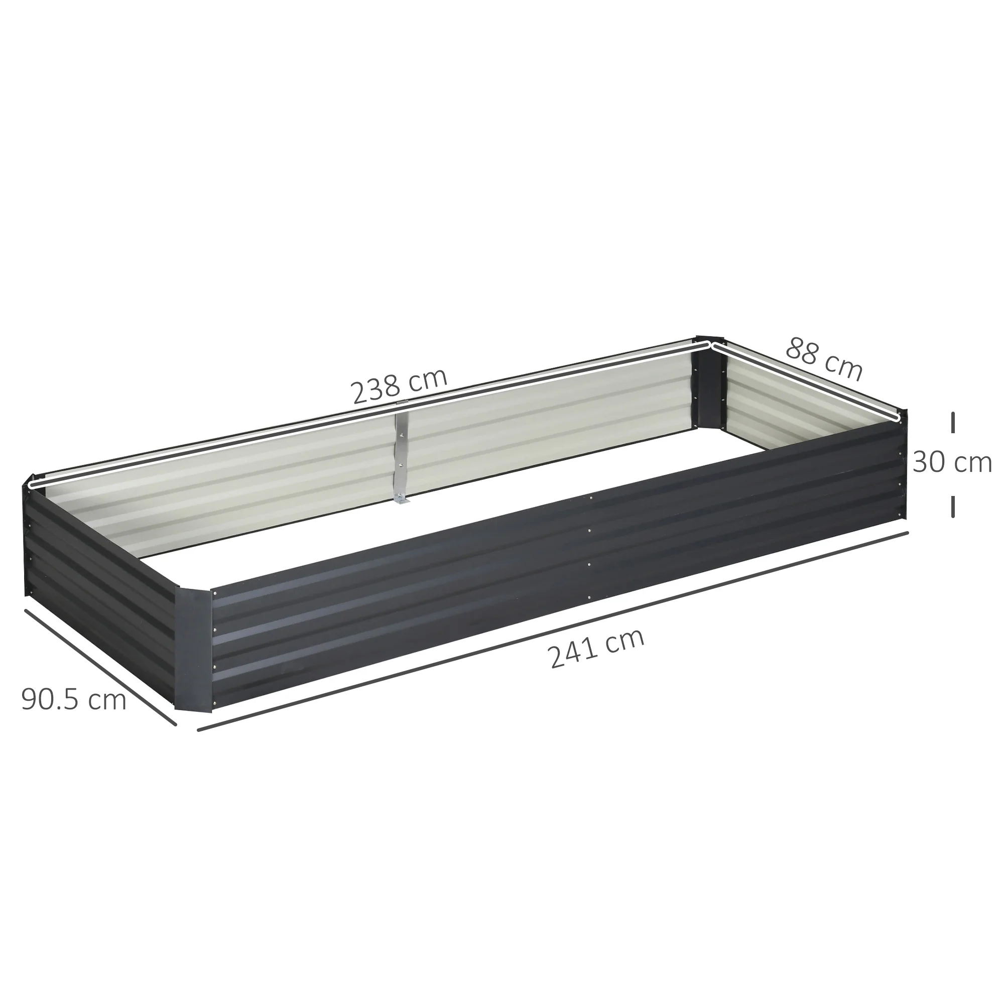 Outsunny Galvanised Raised Garden Bed Metal Planter Box with Open Bottom, Grey - Image 5