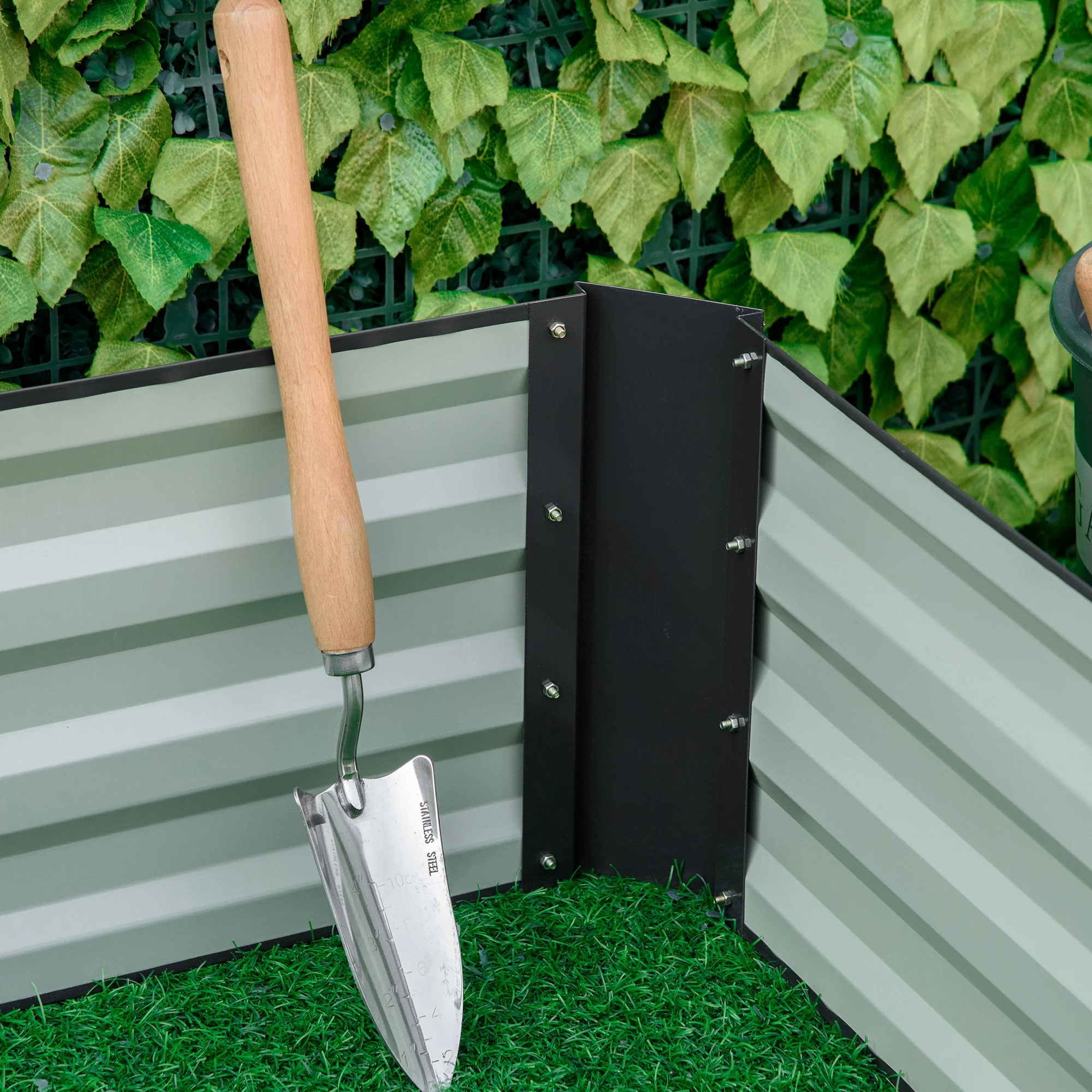 Outsunny Galvanised Raised Garden Bed Metal Planter Box with Open Bottom, Grey - Image 7
