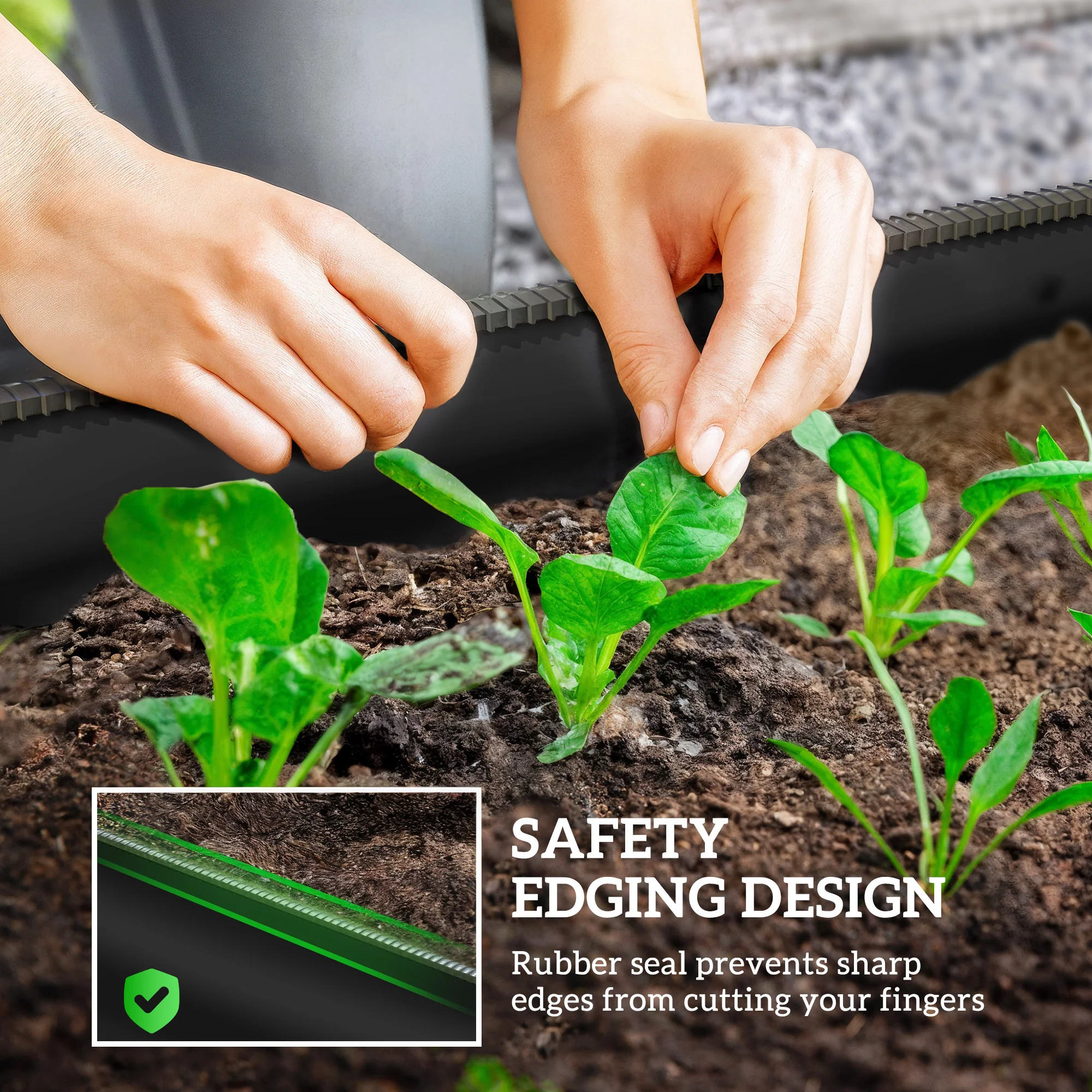 Outsunny Galvanised Raised Garden Bed Planter Box with Safety Edging, Black - Image 6