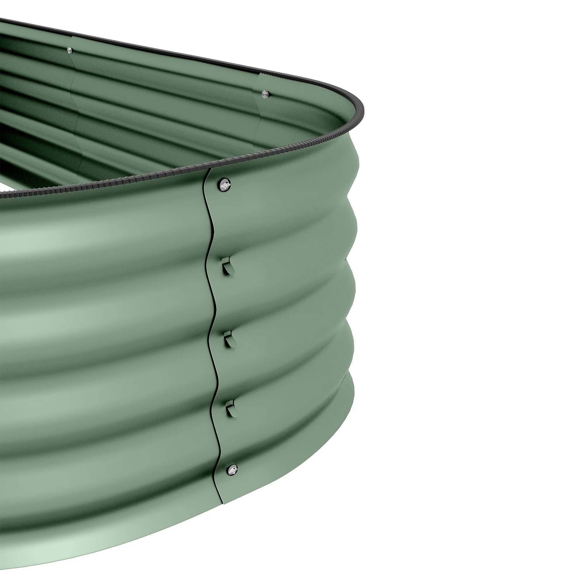 Outsunny Galvanised Raised Garden Bed Planter Box with Safety Edging, Green - Image 8