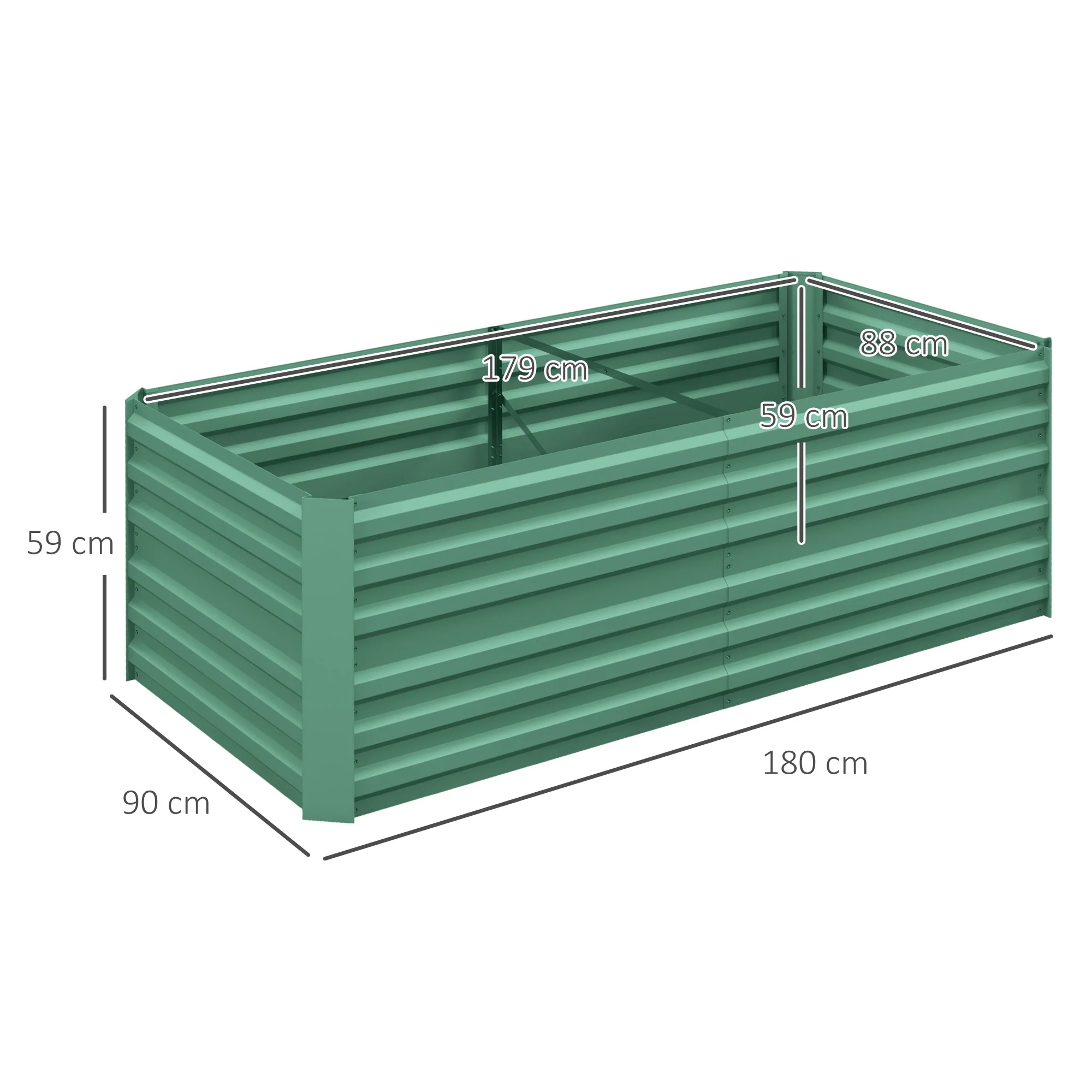 Outsunny Galvanised Steel Outdoor Raised Bed w/ Reinforced Rod, Light Green - Image 5