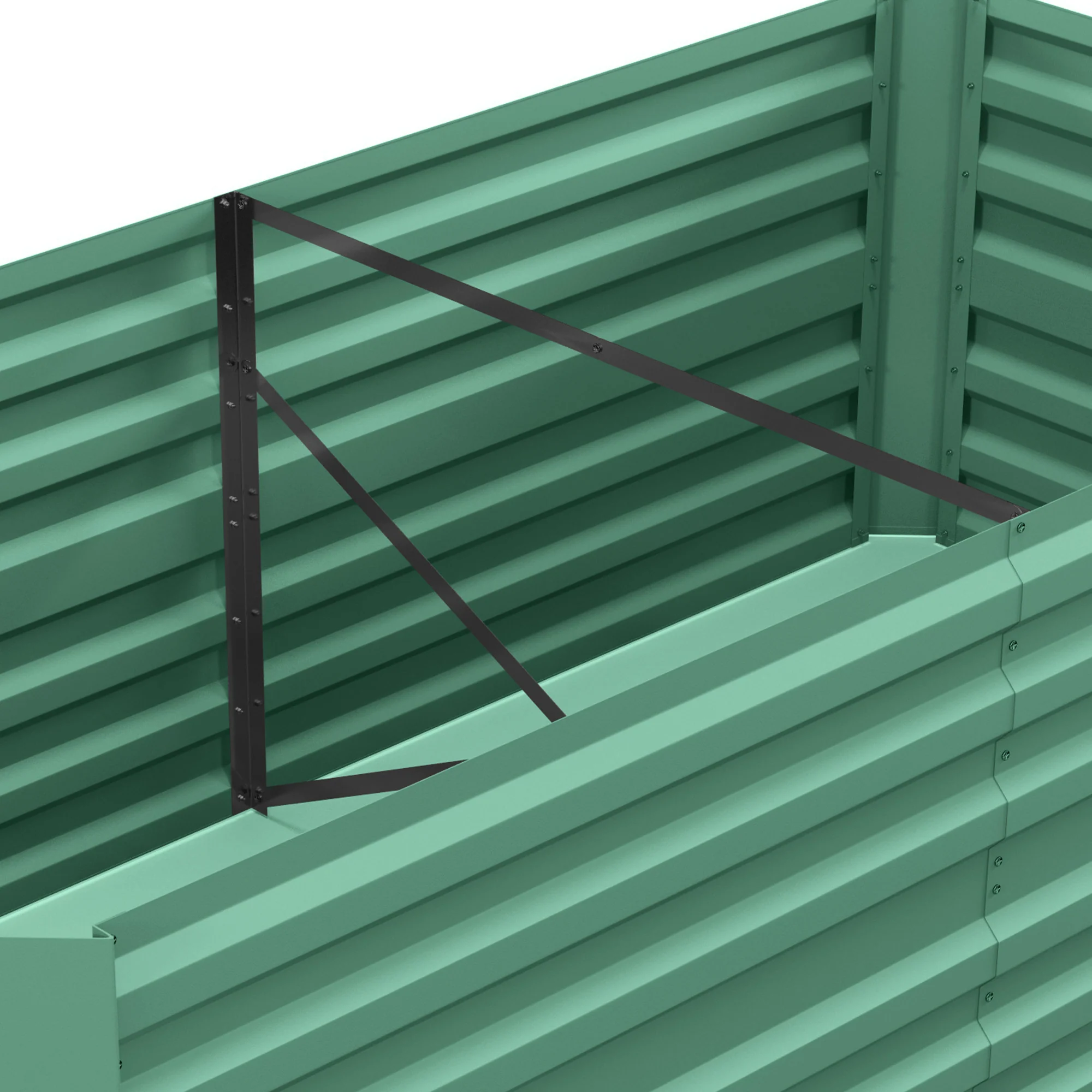 Outsunny Galvanised Steel Outdoor Raised Bed w/ Reinforced Rod, Light Green - Image 8