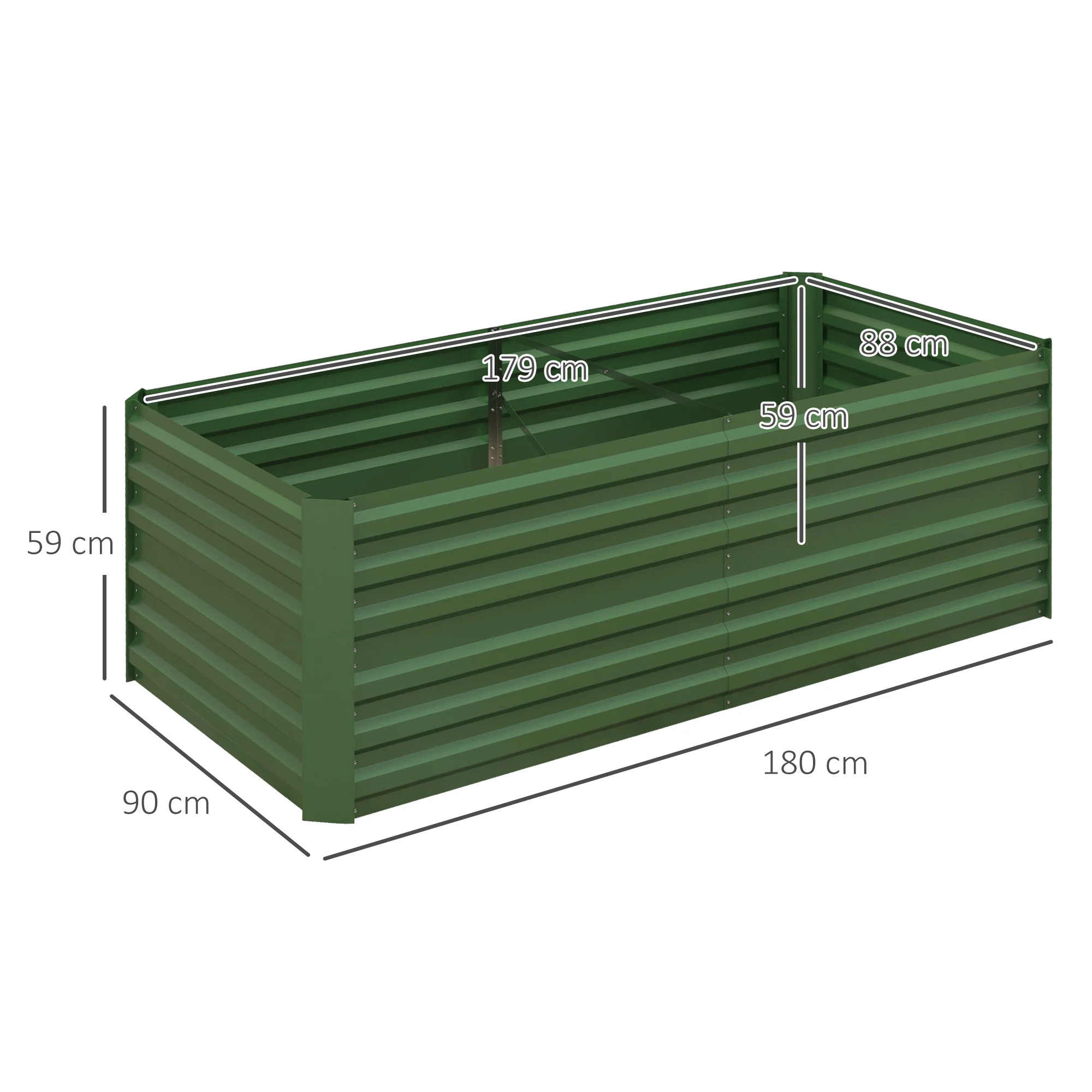Outsunny Galvanised Steel Outdoor Raised Bed w/ Reinforced Rods, Green - Image 5