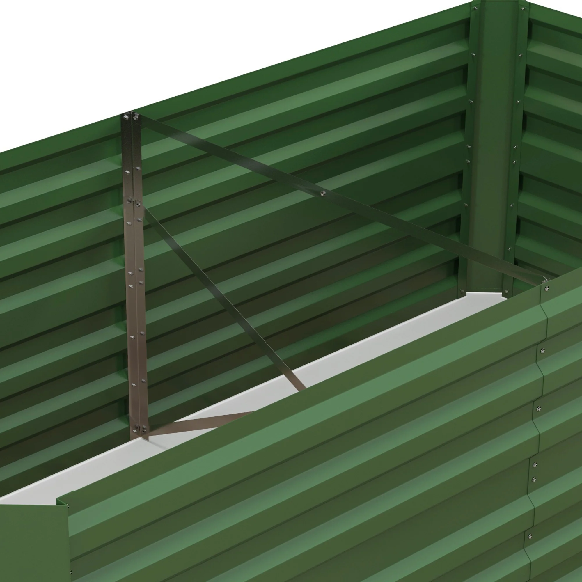 Outsunny Galvanised Steel Outdoor Raised Bed w/ Reinforced Rods, Green - Image 8