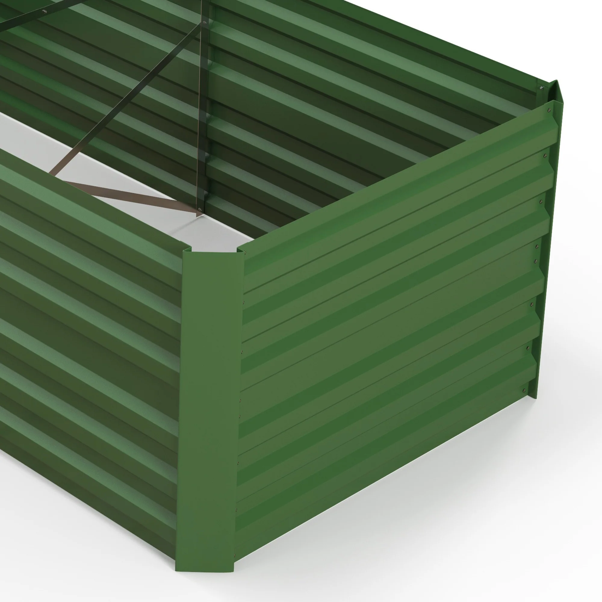 Outsunny Galvanised Steel Outdoor Raised Bed w/ Reinforced Rods, Green - Image 9