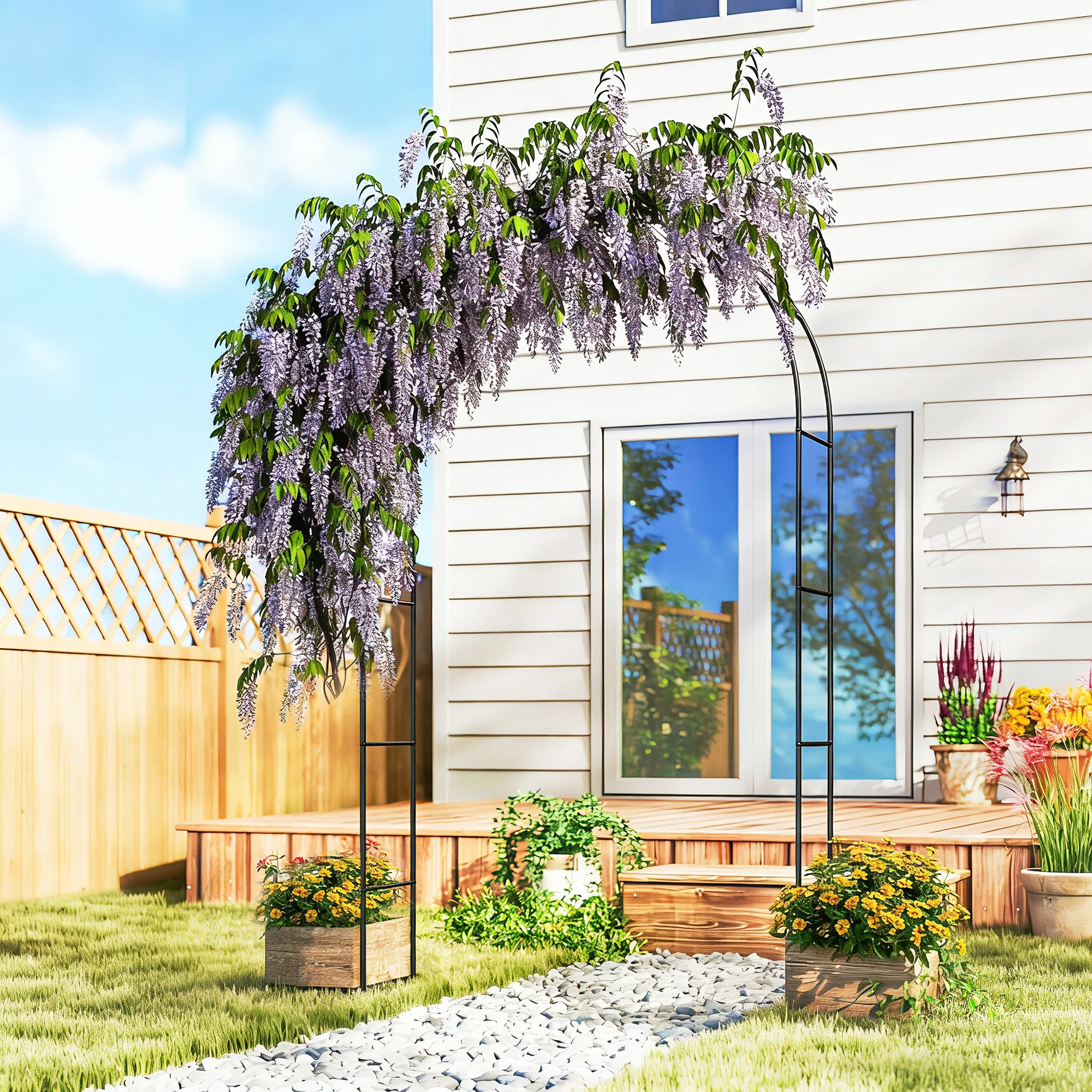 Outsunny Garden Arch, 2.4 m High x 1.5 m Wide Metal Outdoor Wedding Arch - Image 2