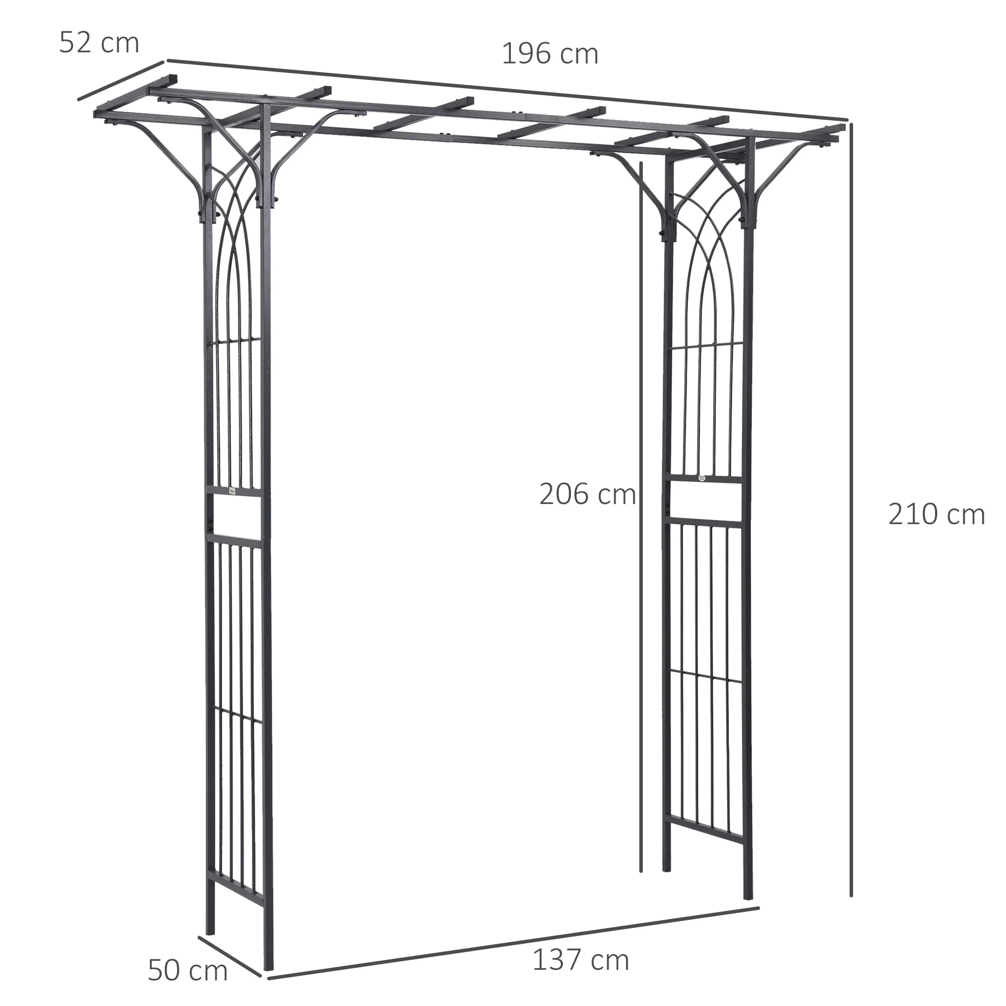 Outsunny Garden Arch Arbor for Decorative Climbing Plants Lawn Garden - Image 3