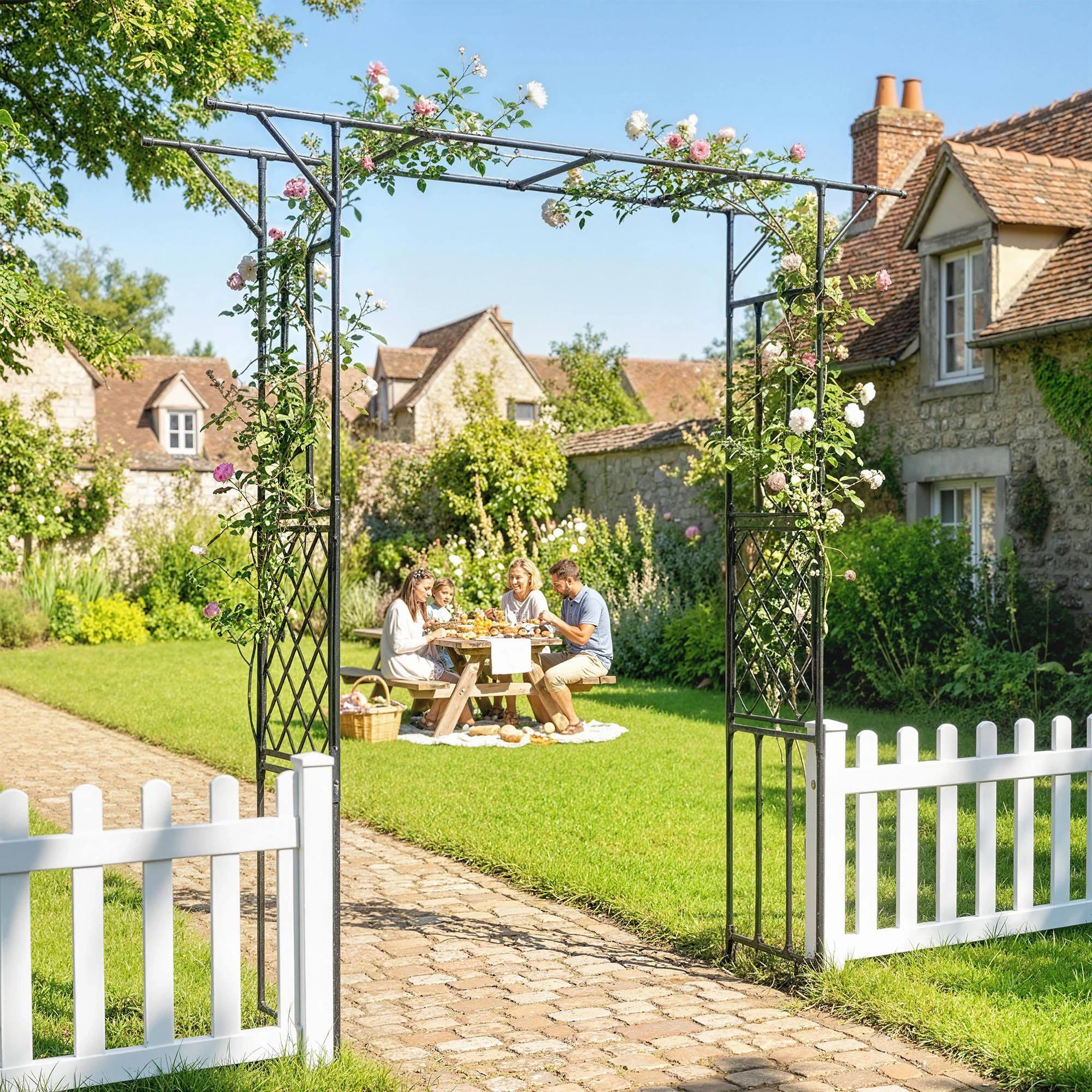 Outsunny Garden Arch, Rose Arch, 180 x 40 x 215 cm, Black - Image 2
