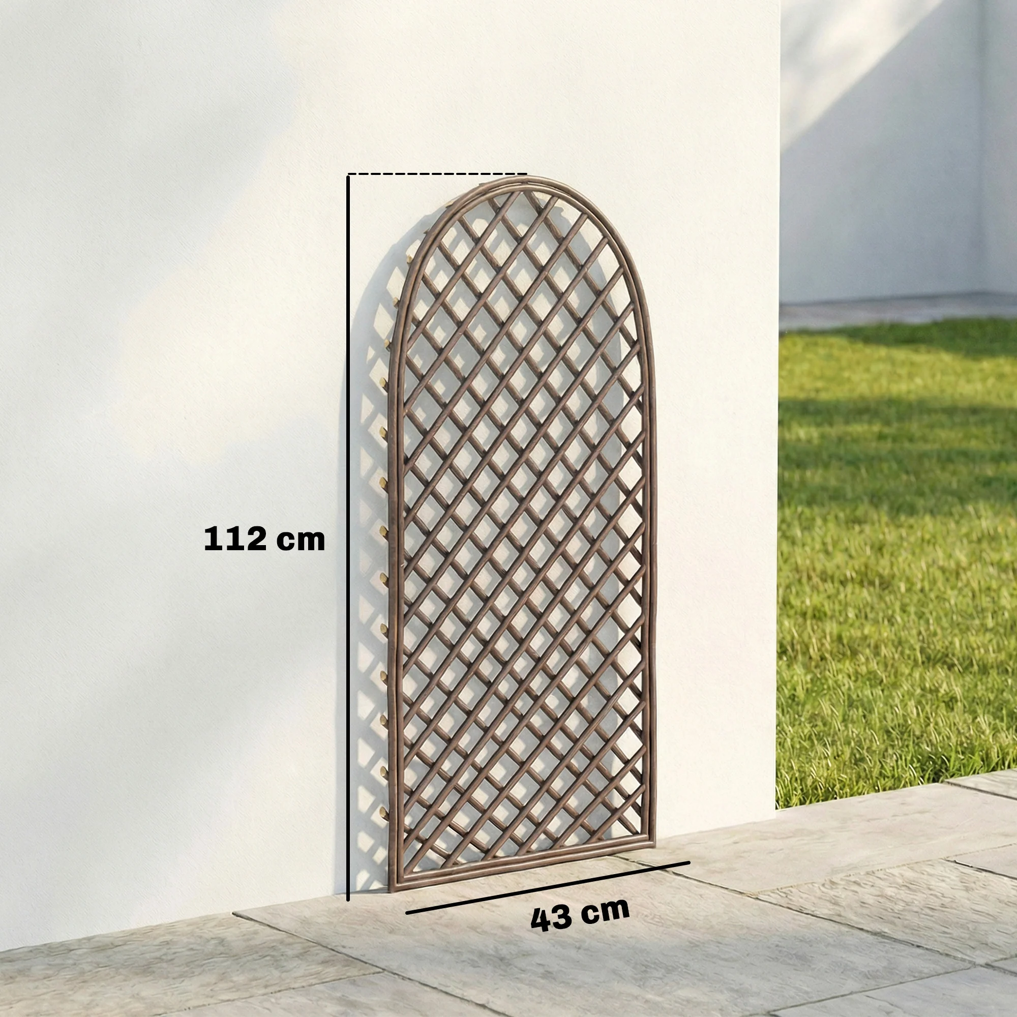 Outsunny Garden Arch, Wicker Trellis Support Frame With Dome Top, Natural - Image 3
