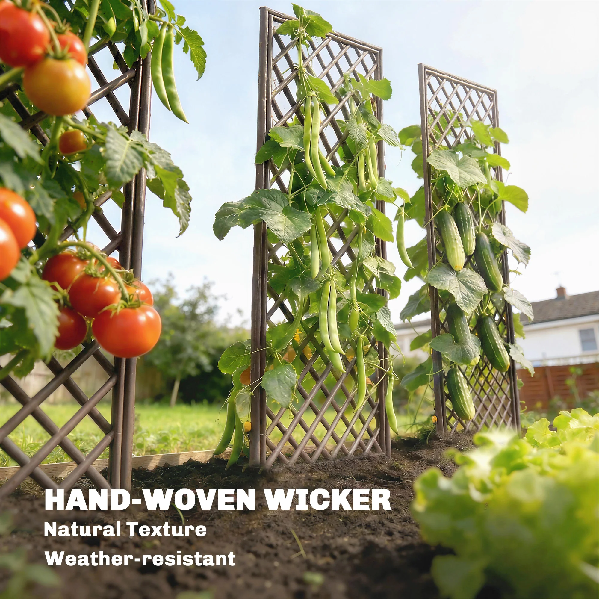 Outsunny Garden Arch, Wicker Trellis Support Frame With Flat Top, Natural - Image 6