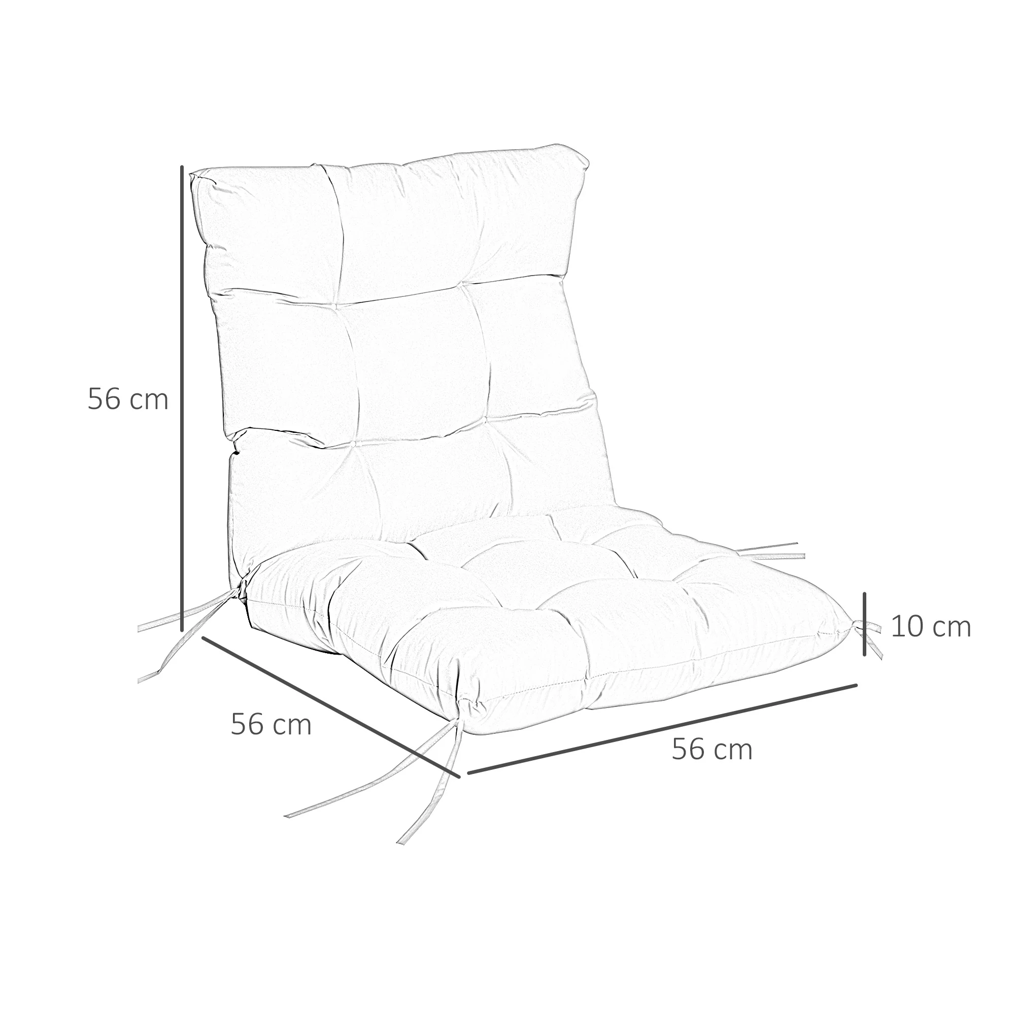 Outsunny Garden Back Chair Cushion Patio Seat Cushion Pad Outdoor & Indoor Use - Light Grey - Image 9
