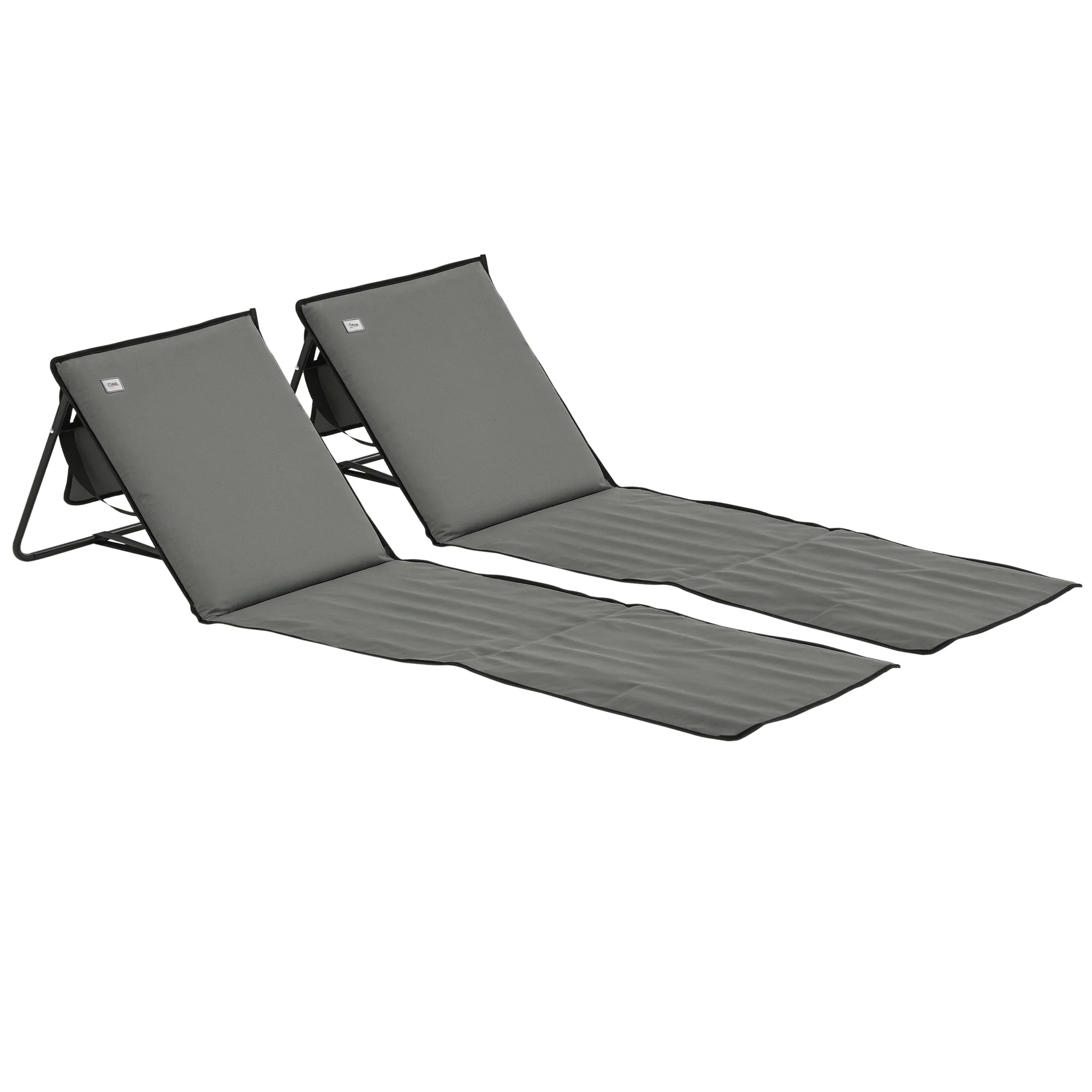 Outsunny Garden Beach Chair Mat, Sun Lounger Seats with Adjustable Back
