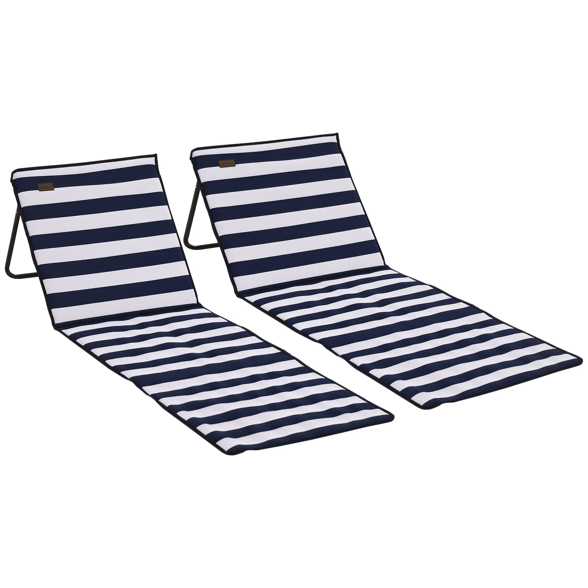 Outsunny Garden Beach Chair Mat, Sun Lounger Seats with Adjustable Back