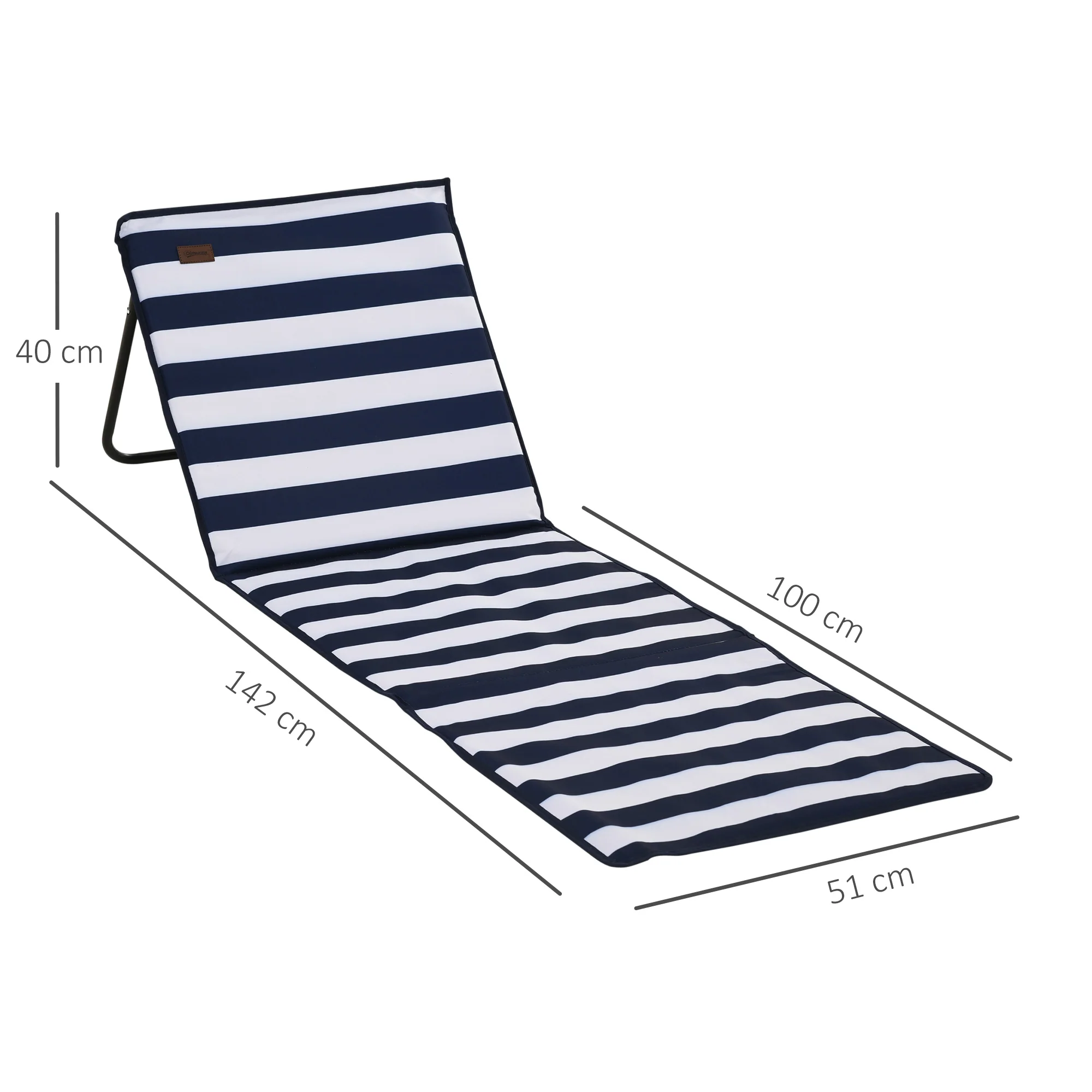 Outsunny Garden Beach Chair Mat, Sun Lounger Seats with Adjustable Back - Image 3