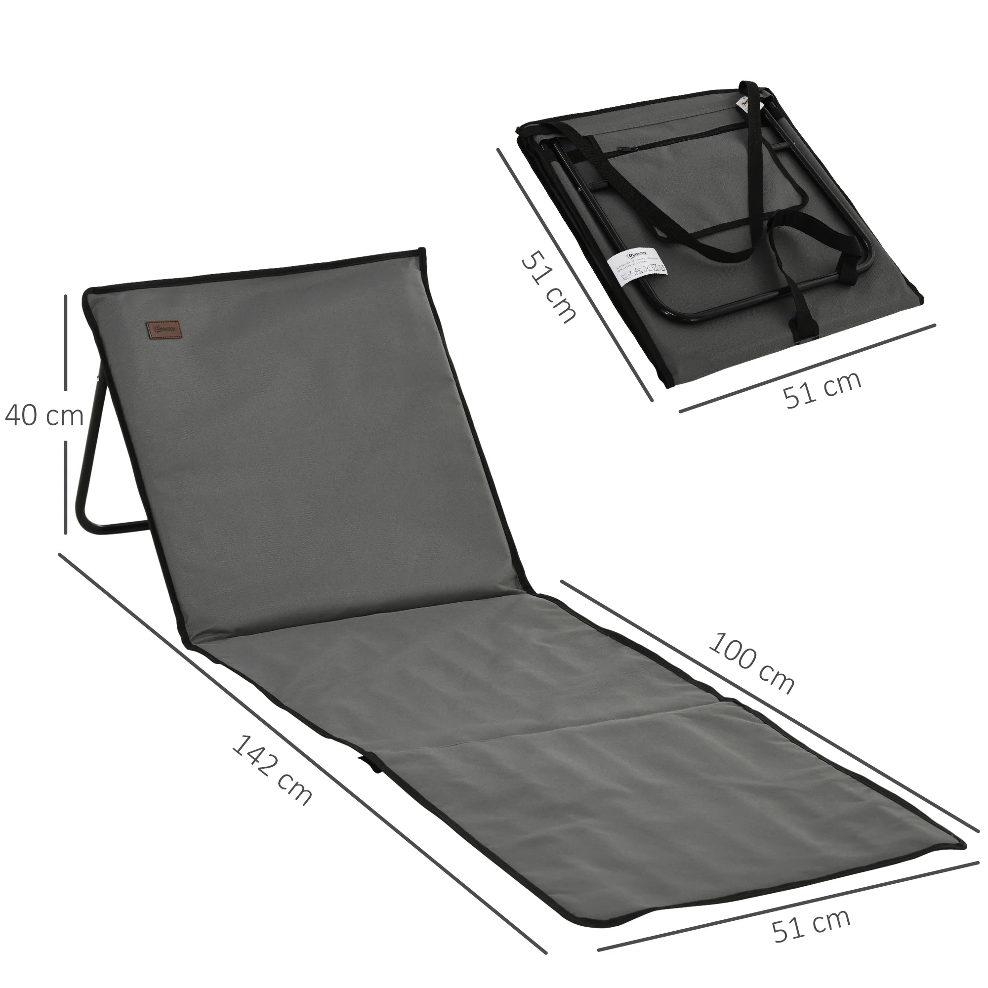 Outsunny Garden Beach Chair Mat, Sun Lounger Seats with Adjustable Back - Image 3