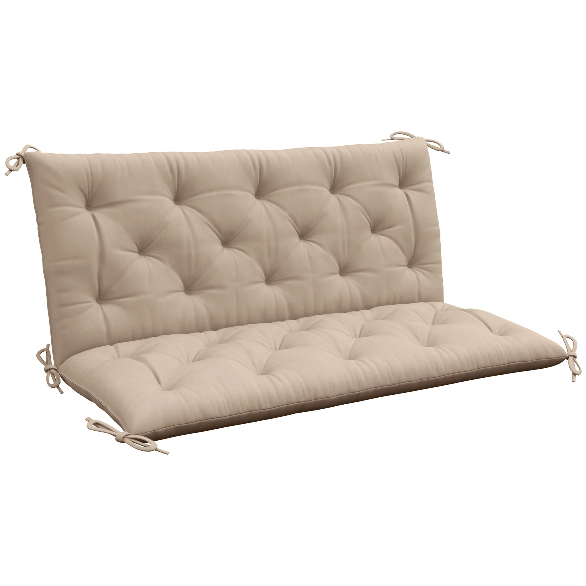 Outsunny Garden Bench Cushion, Seat Pad with Ties, Khaki