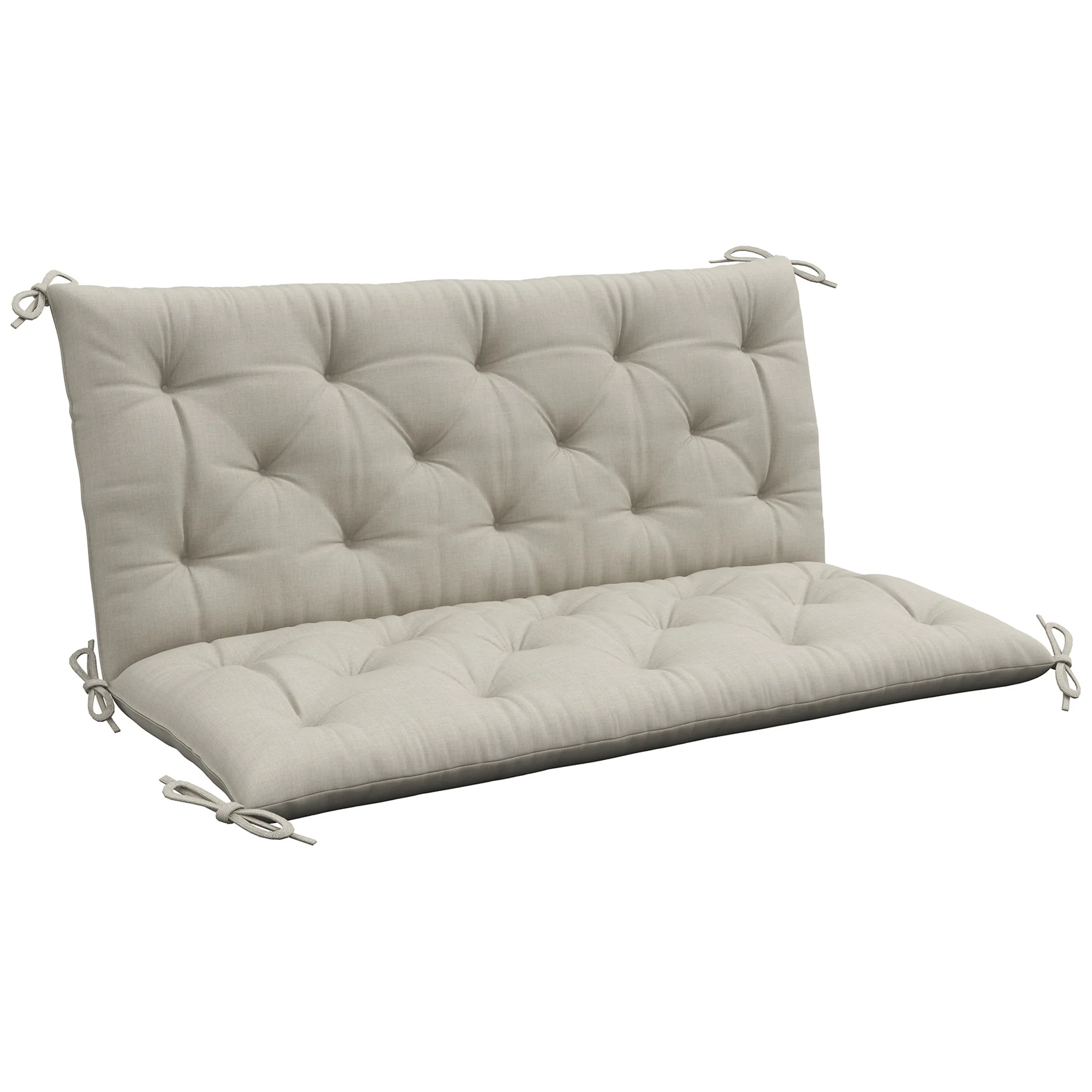 Outsunny Garden Bench Cushion, Seat Pad with Ties, Light Grey