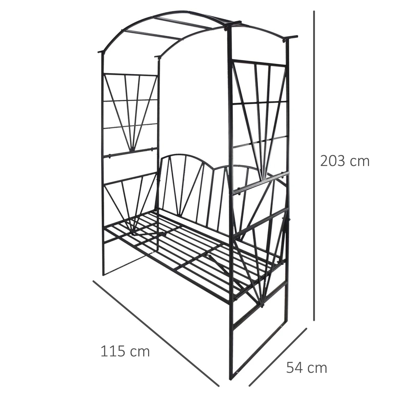 Outsunny Garden Bench, Metal Garden Loveseat with Arch for Climbing Plants - Image 3