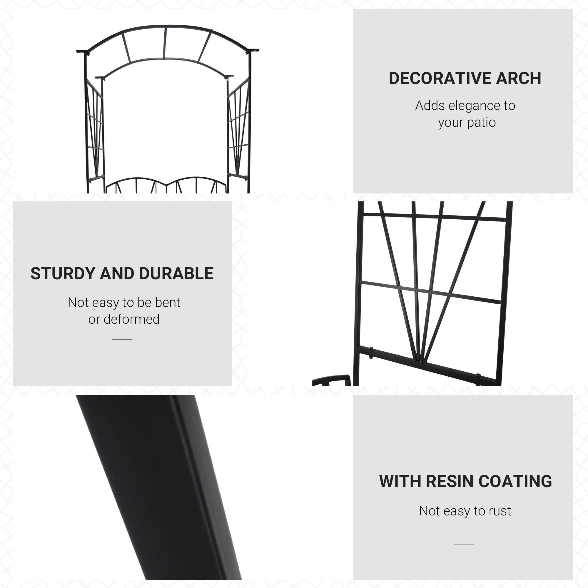 Outsunny Garden Bench, Metal Garden Loveseat with Arch for Climbing Plants - Image 5