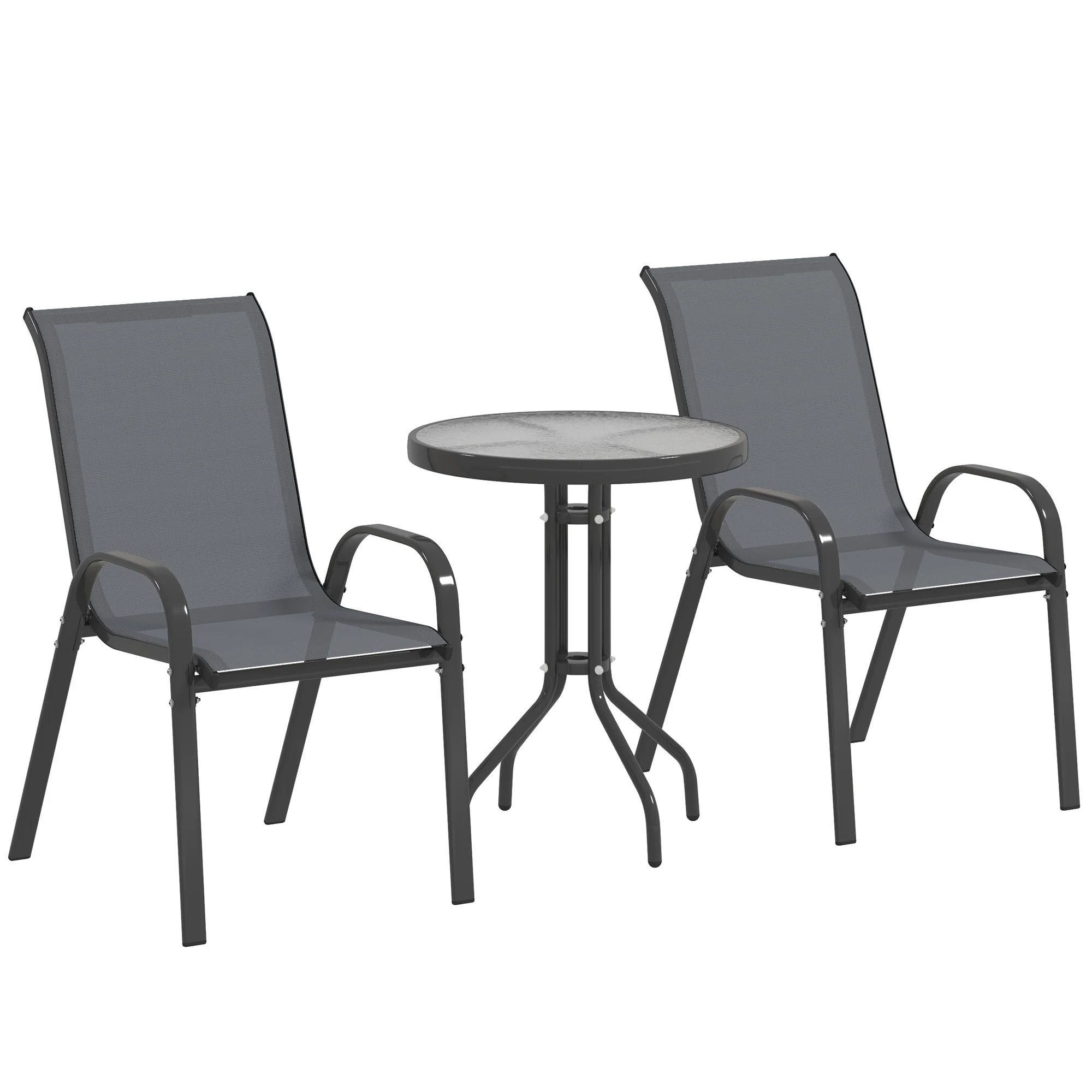 Outsunny Garden Bistro Set, Small Garden Set w/ Stackable Chairs - Image 10