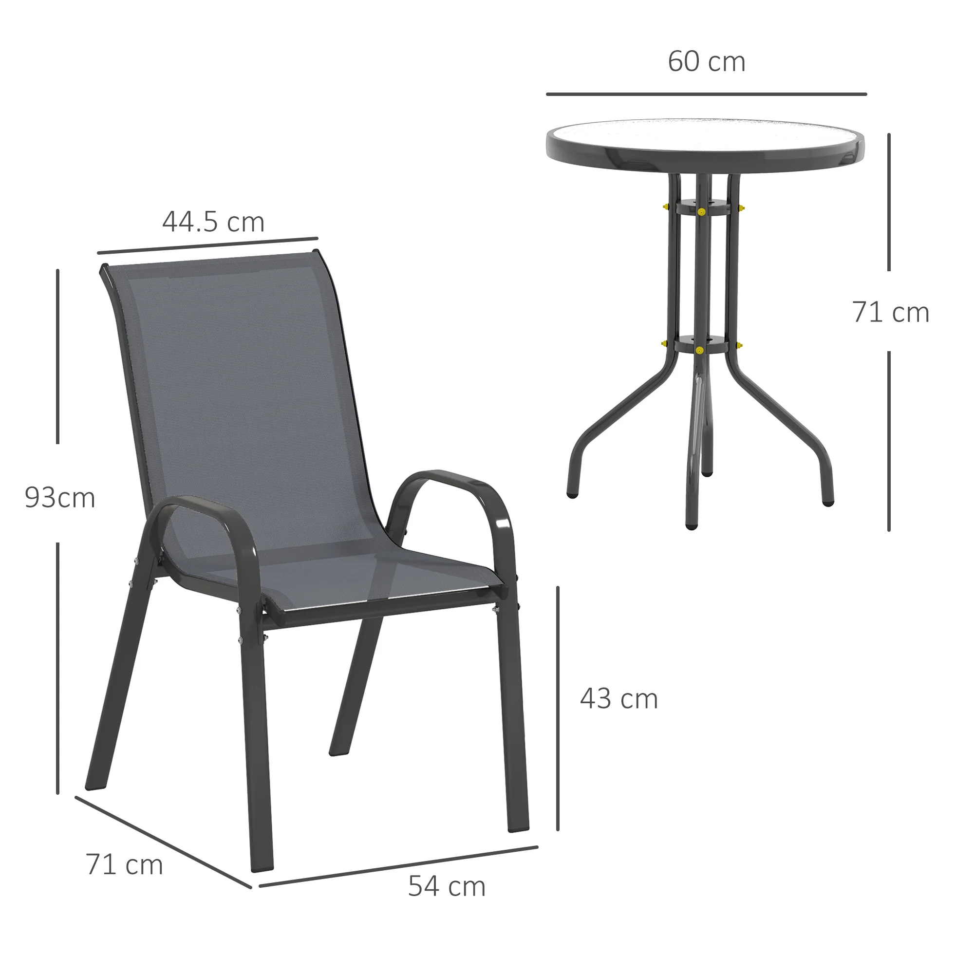 Outsunny Garden Bistro Set, Small Garden Set w/ Stackable Chairs - Image 14
