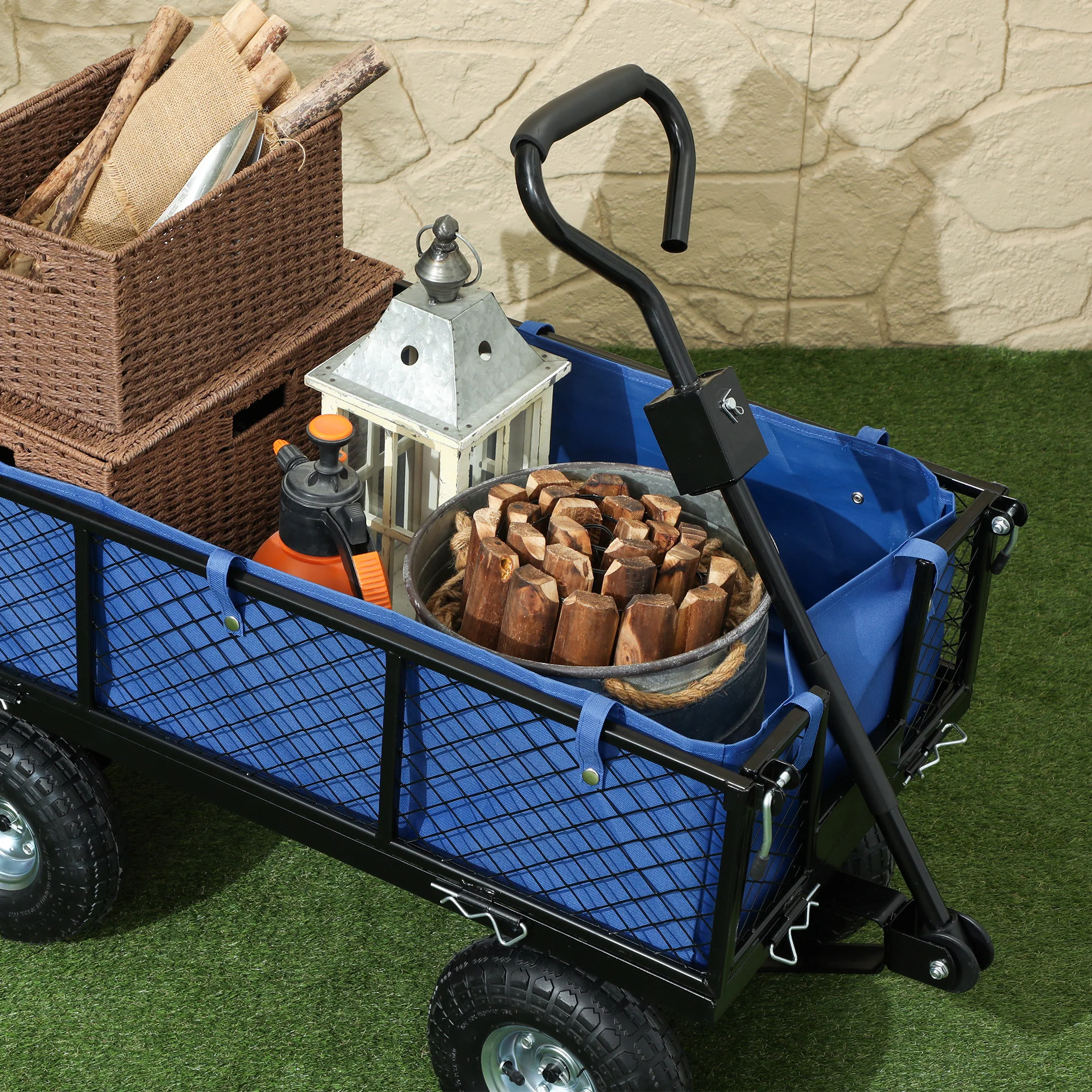 Outsunny Garden Cart With Removable Liner, Quick-Release Sides - Image 17