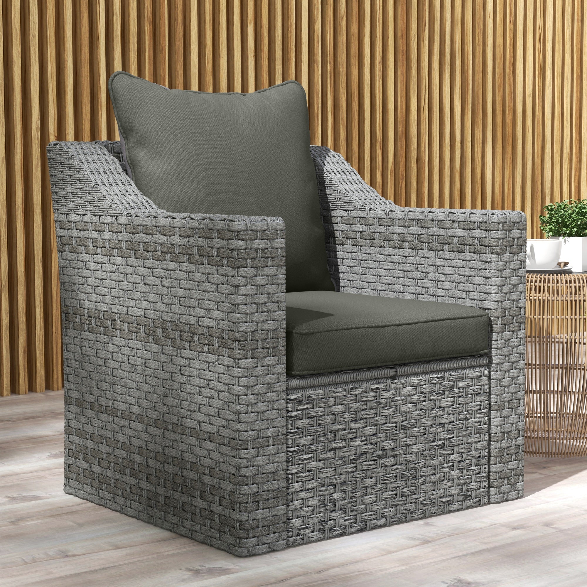 Outsunny Garden Chair Cushion Set with 1 Seat and 1 Back Pad, Light Grey - Image 18