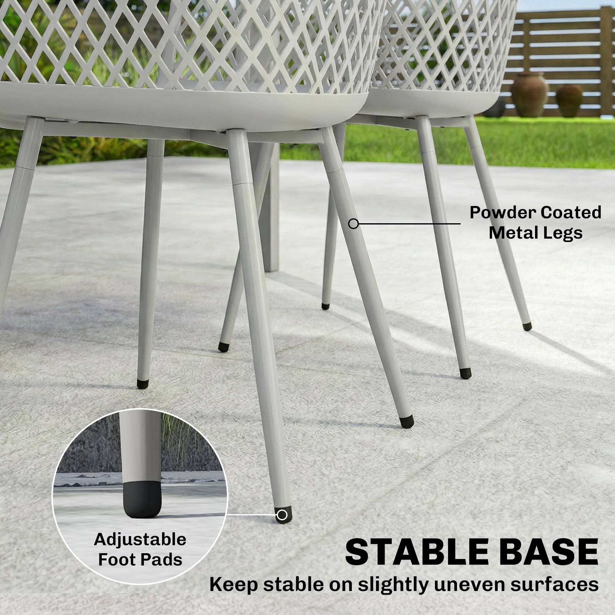 Outsunny Garden Chairs Set of 4, Garden Dining Chairs with Armrests, Grey - Image 7