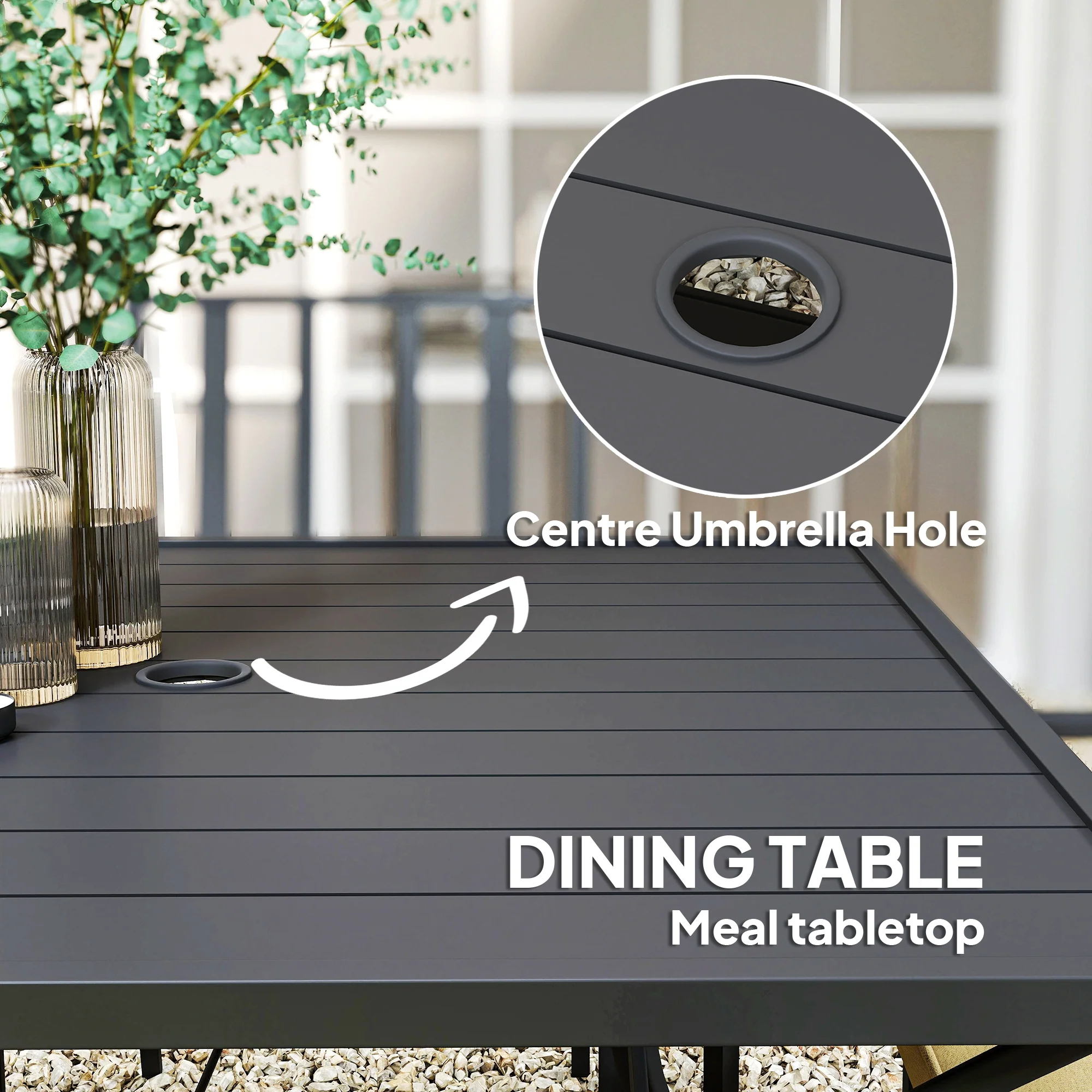 Outsunny Garden Dining Set W/ 4 Stackable Cushioned Chairs And Metal Top Table - Image 4