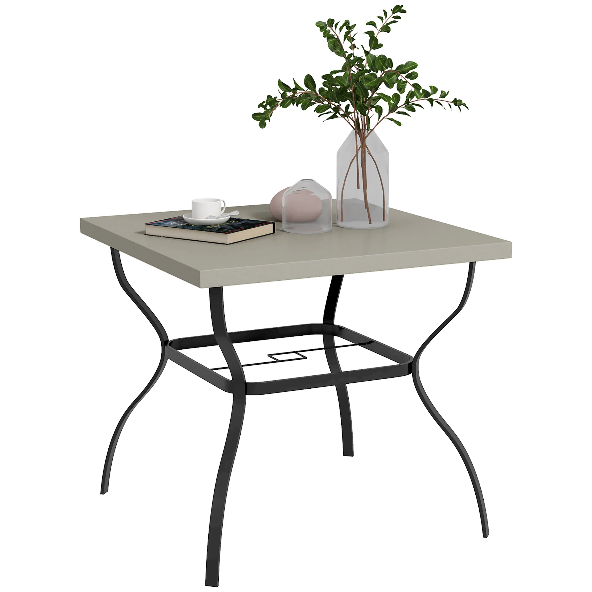 Outsunny Garden Dining Table w/ Umbrella Hole, Dining Table for 4, Brown - Image 11