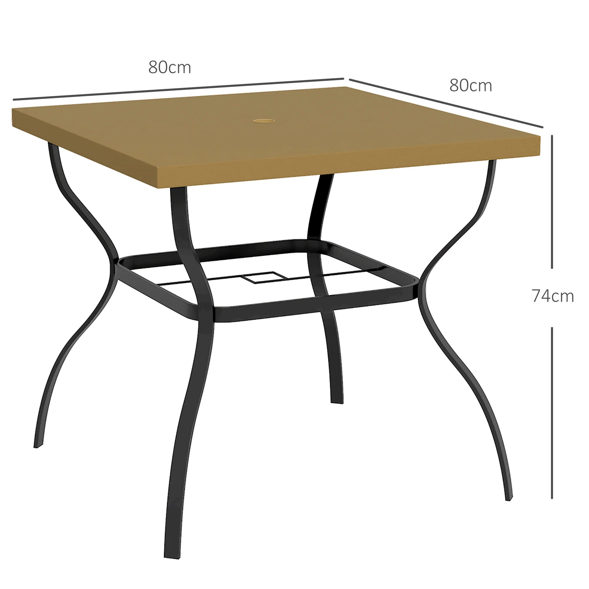 Outsunny Garden Dining Table w/ Umbrella Hole, Dining Table for 4, Brown - Image 5