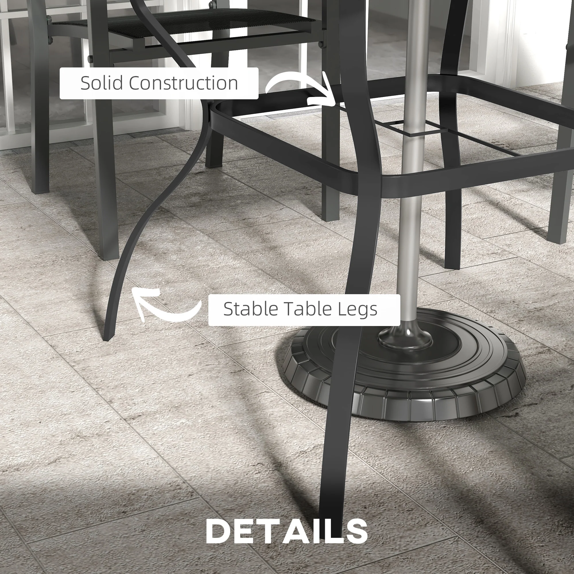 Outsunny Garden Dining Table w/ Umbrella Hole, Dining Table for 4, Brown - Image 6