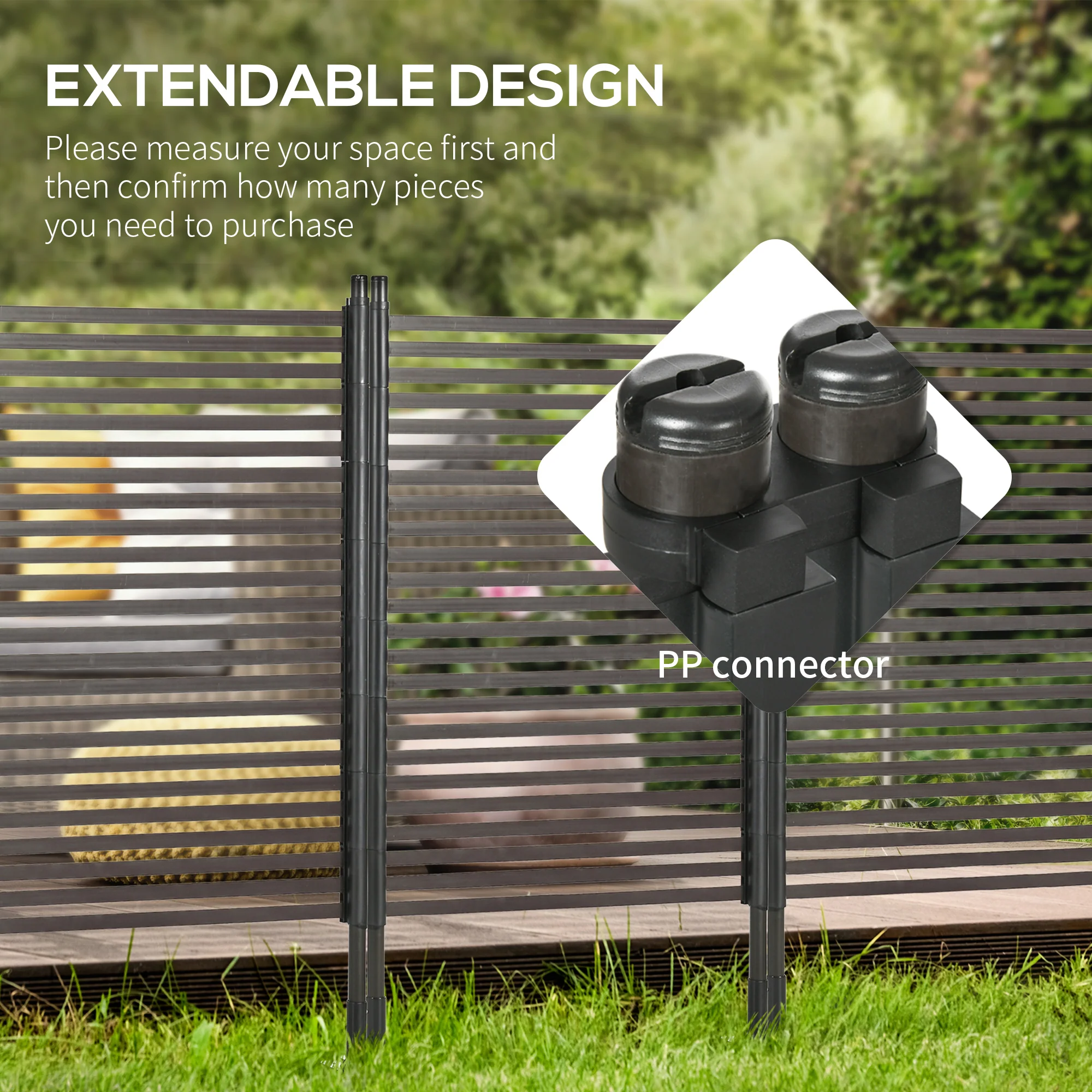 Outsunny Garden Fence with 2 Standing Ways, Metal Animal Barrier Fence - Image 4