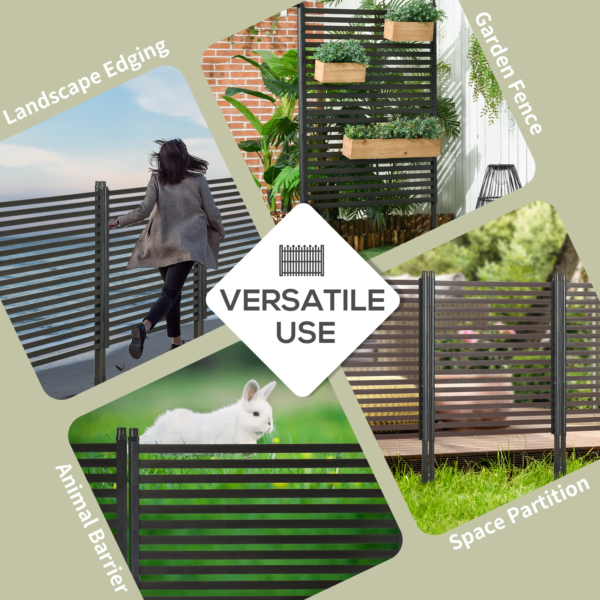 Outsunny Garden Fence with 2 Standing Ways, Metal Animal Barrier Fence - Image 5