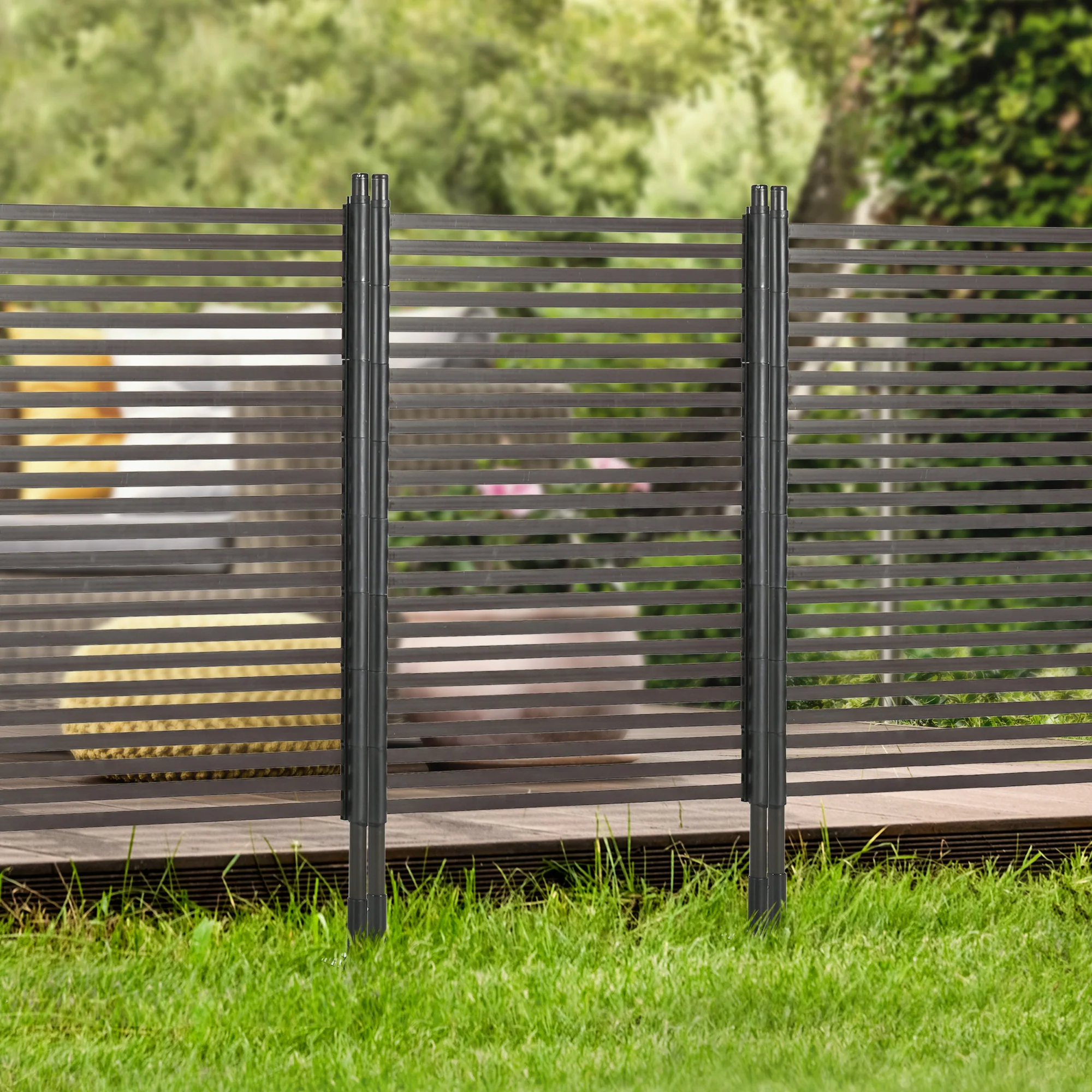 Outsunny Garden Fence with 2 Standing Ways, Metal Animal Barrier Fence - Image 8
