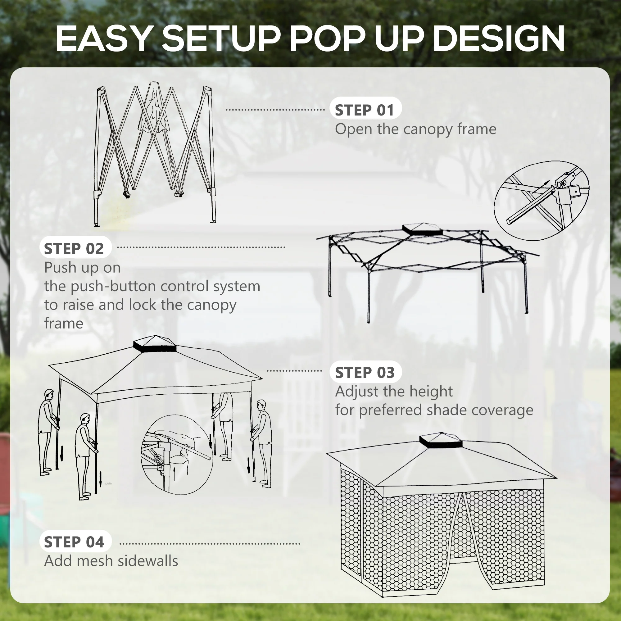 Outsunny Garden Folding Tent Heavy Duty Pop Up Gazebo For Party - Image 3