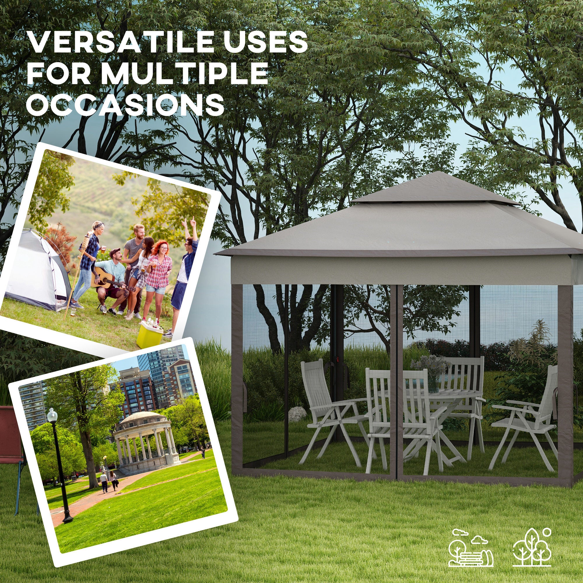 Outsunny Garden Folding Tent Heavy Duty Pop Up Gazebo For Party - Image 7