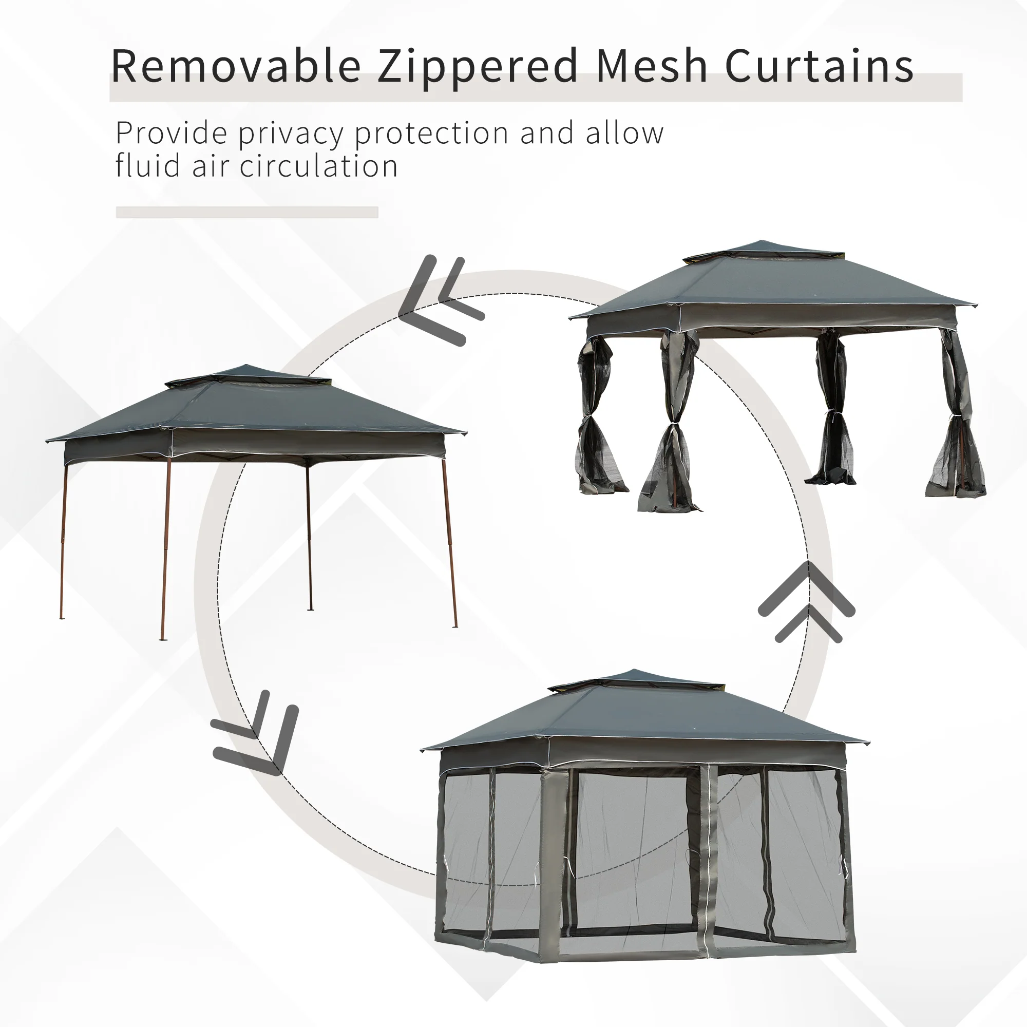 Outsunny Garden Folding Tent Heavy Duty Pop Up Gazebo for Party - Image 3
