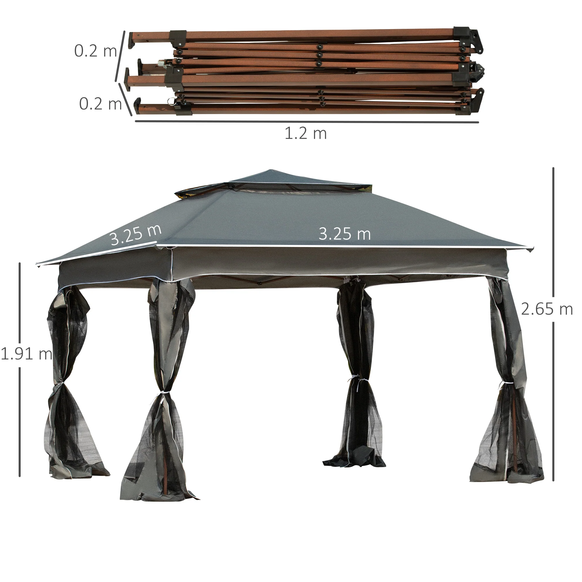 Outsunny Garden Folding Tent Heavy Duty Pop Up Gazebo for Party - Image 5