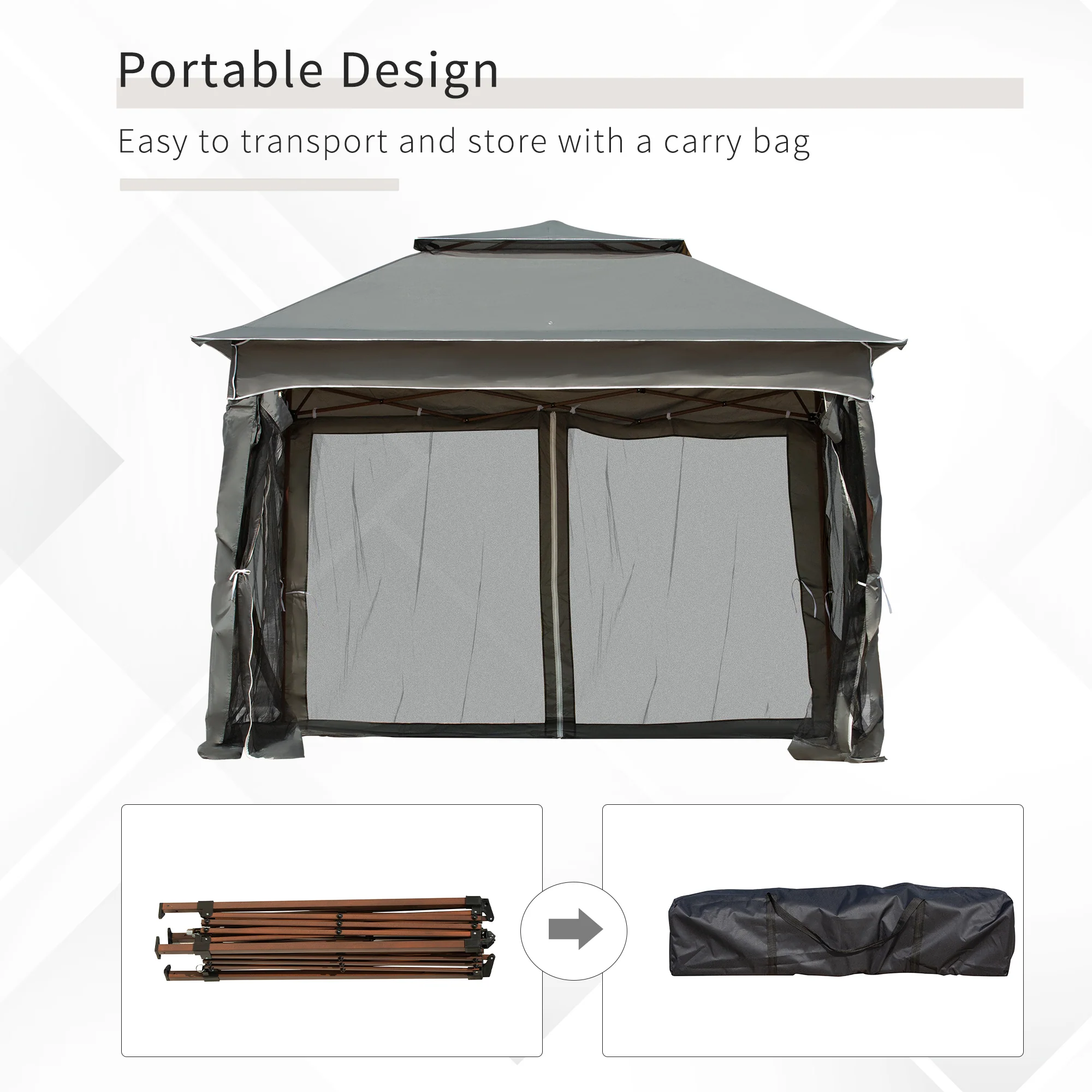 Outsunny Garden Folding Tent Heavy Duty Pop Up Gazebo for Party - Image 6
