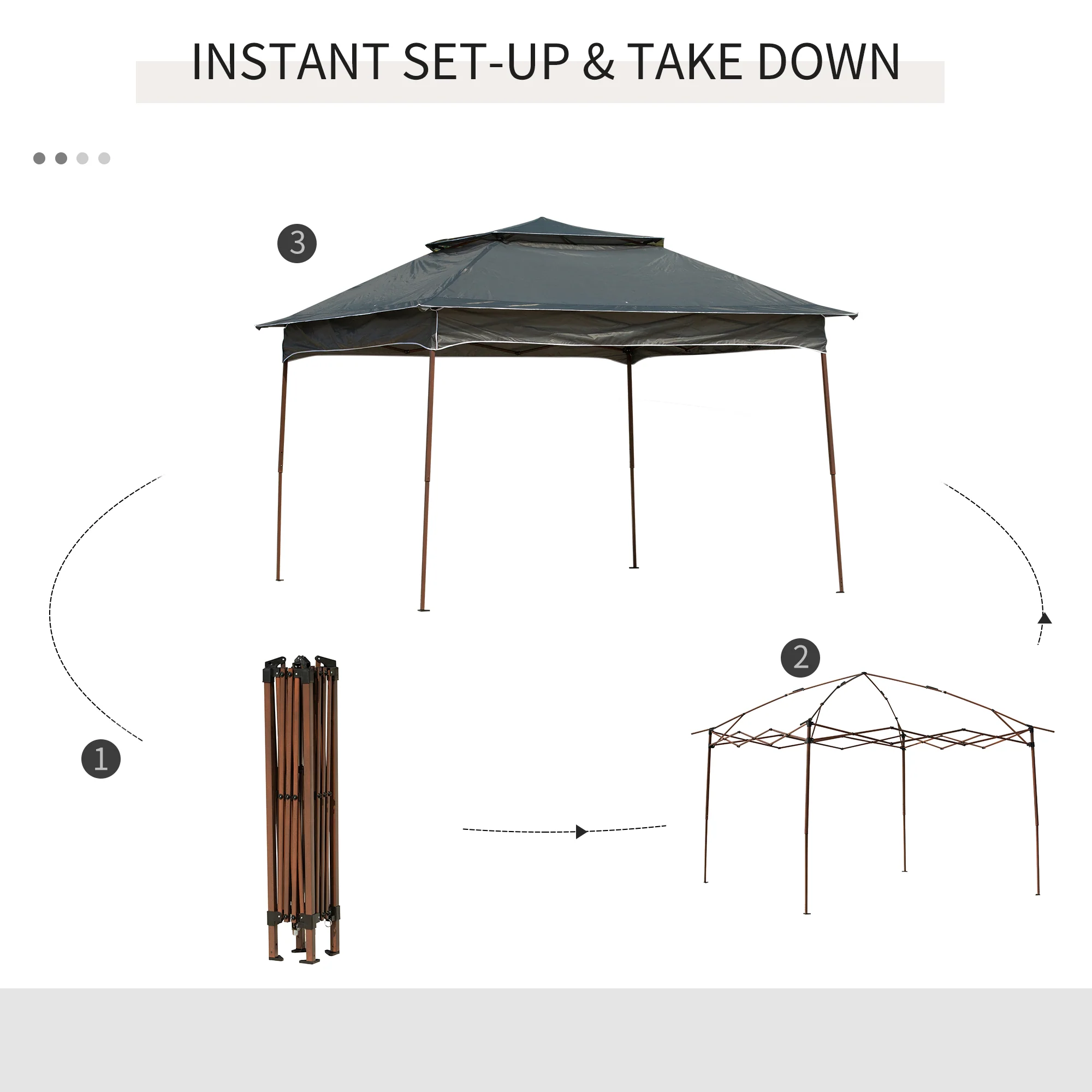 Outsunny Garden Folding Tent Heavy Duty Pop Up Gazebo for Party - Image 7