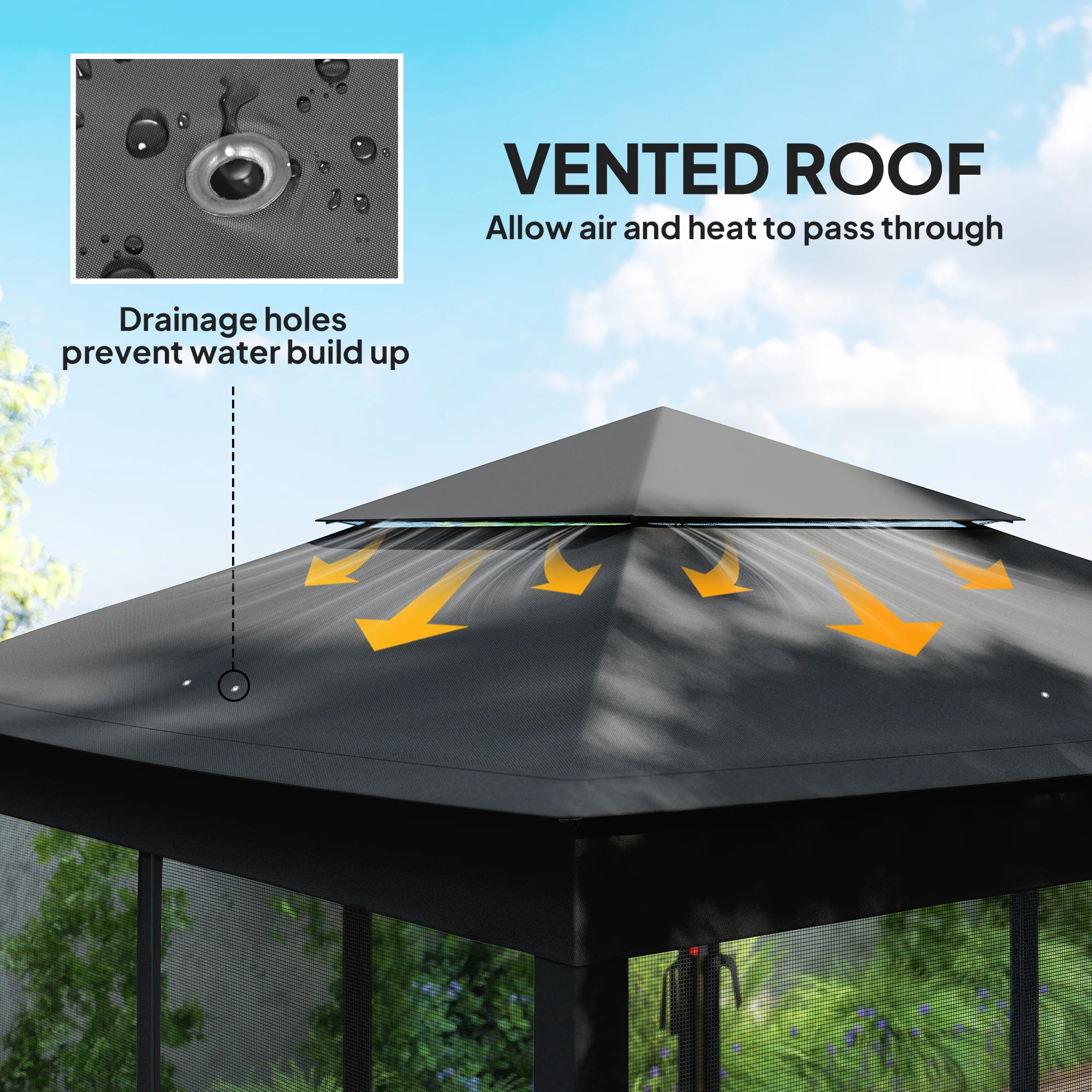 Outsunny Garden Folding Tent Heavy Duty Pop Up Gazebo for Party Black - Image 4