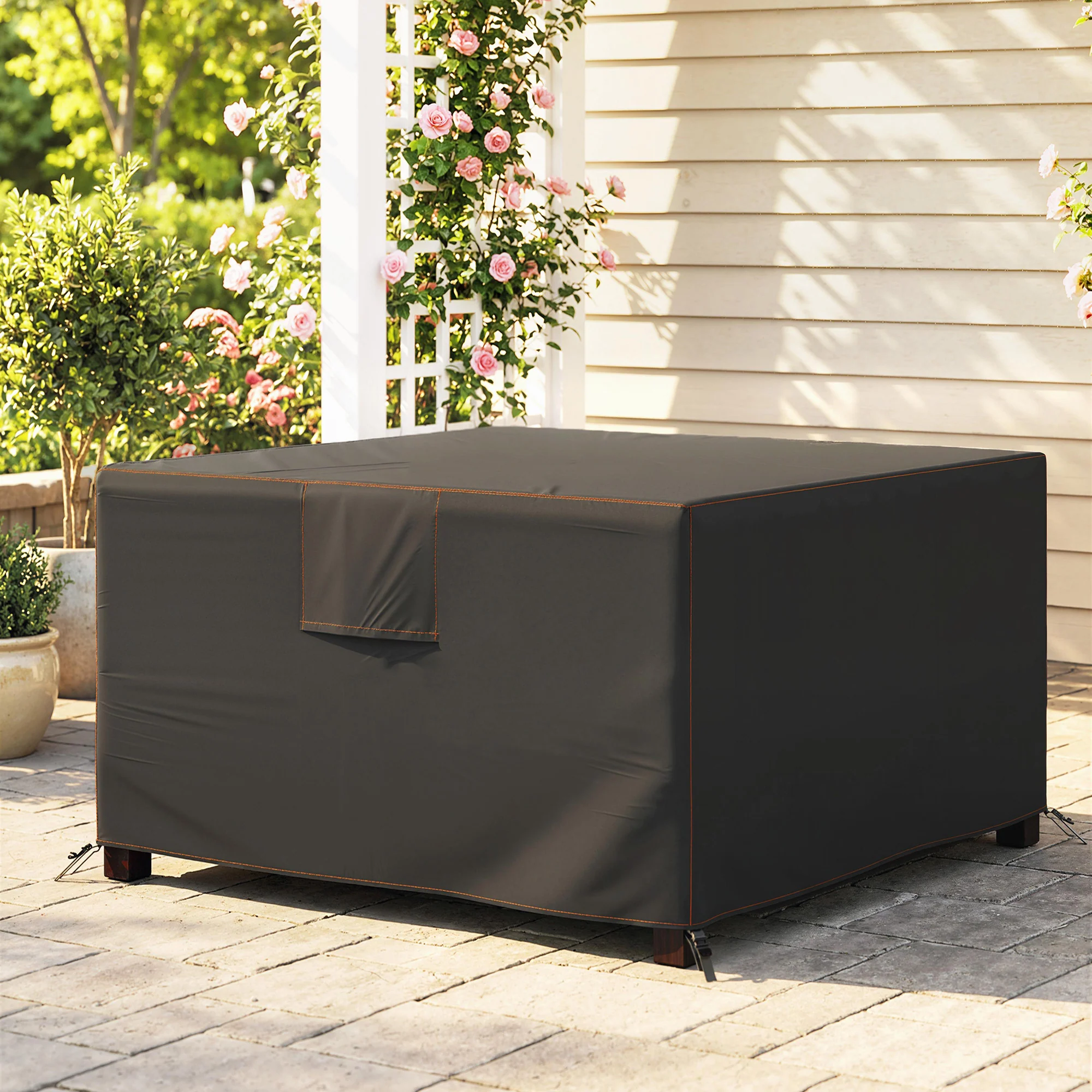 Outsunny Garden Furniture Cover, 420D Waterproof, 125 X 125 X 74 Cm, Black - Image 2