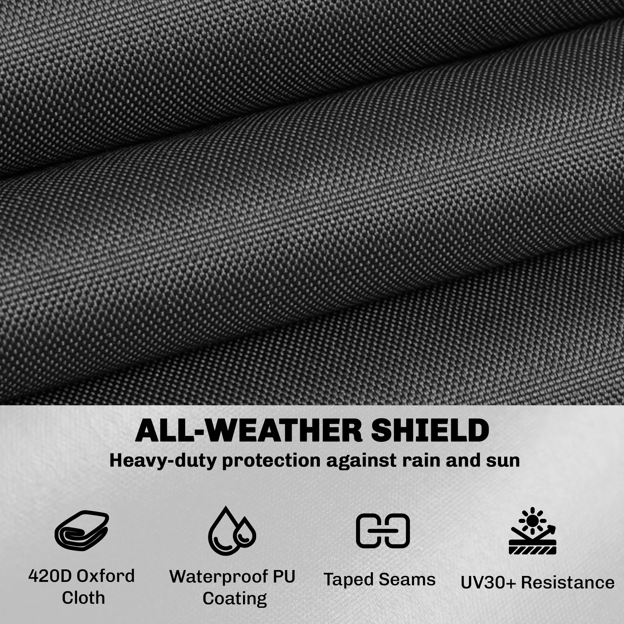 Outsunny Garden Furniture Cover, 420D Waterproof, 125 X 125 X 74 Cm, Black - Image 4