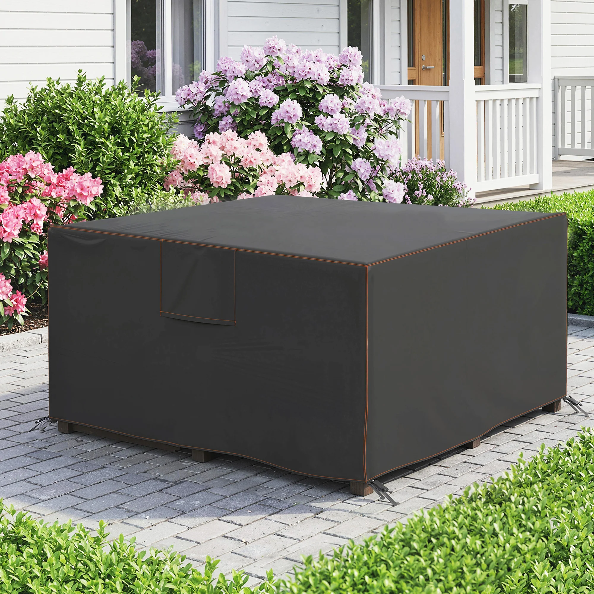 Outsunny Garden Furniture Cover, 420D Waterproof, 125 X 125 X 74 Cm, Black - Image 8