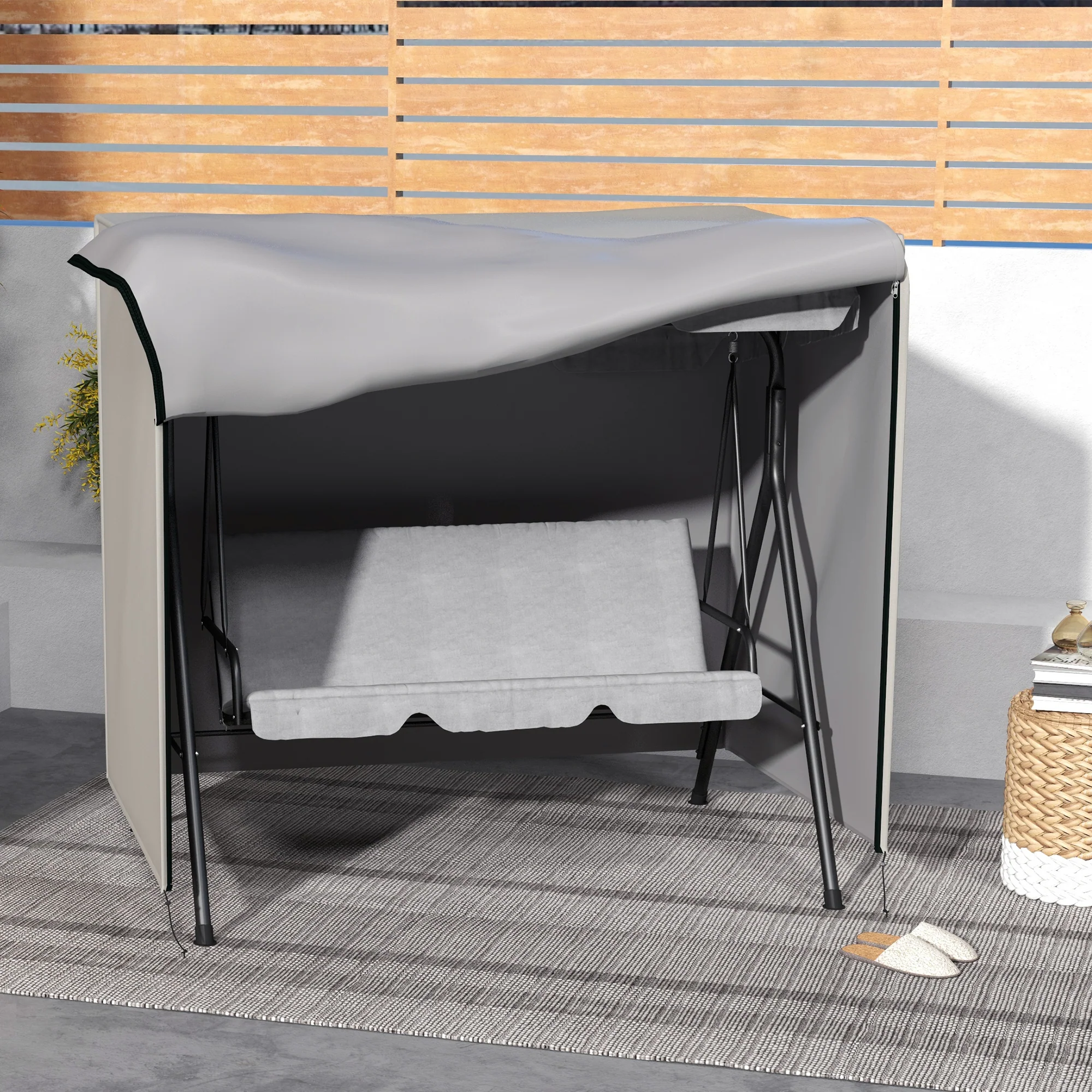 Outsunny Garden Furniture Protector Patio Swing Chair Cover - Grey - Image 6
