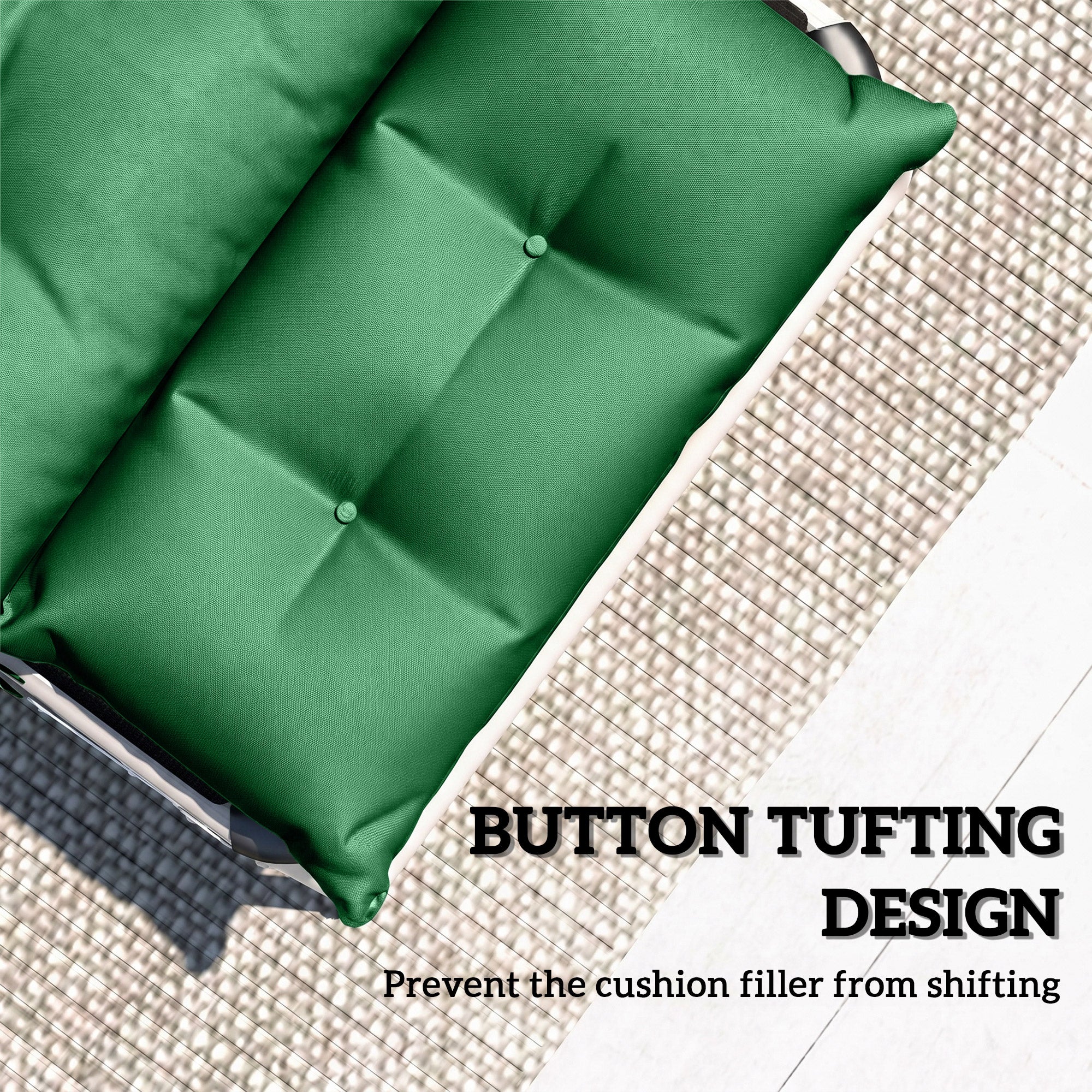 Outsunny Garden Lounge Chair Cushions Set of 2, 220gsm Fabric, Green - Image 6
