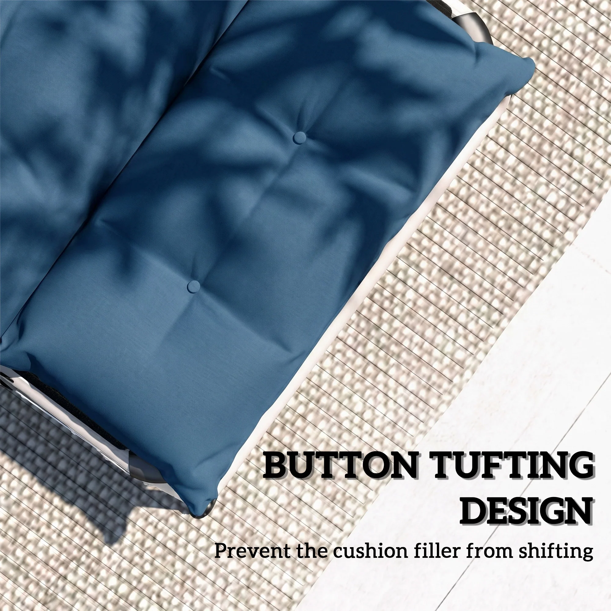 Outsunny Garden Lounge Chair Cushions Set of 2, 220gsm Fabric, Navy Blue - Image 6