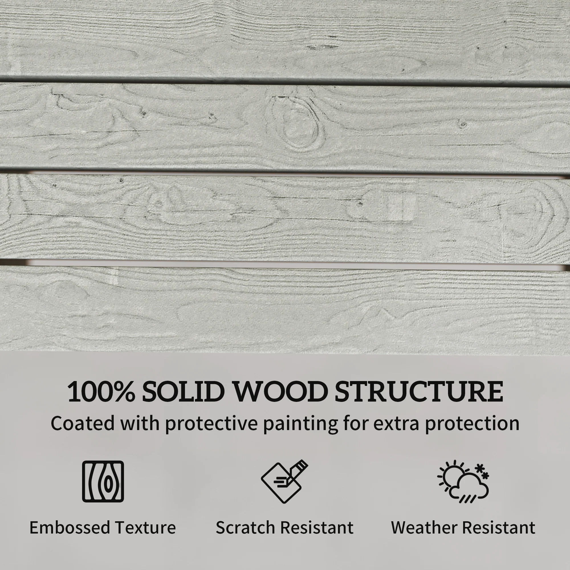 Outsunny Garden Loveseat, Embossed Wood Jack And Jill Garden Seat, Grey - Image 3