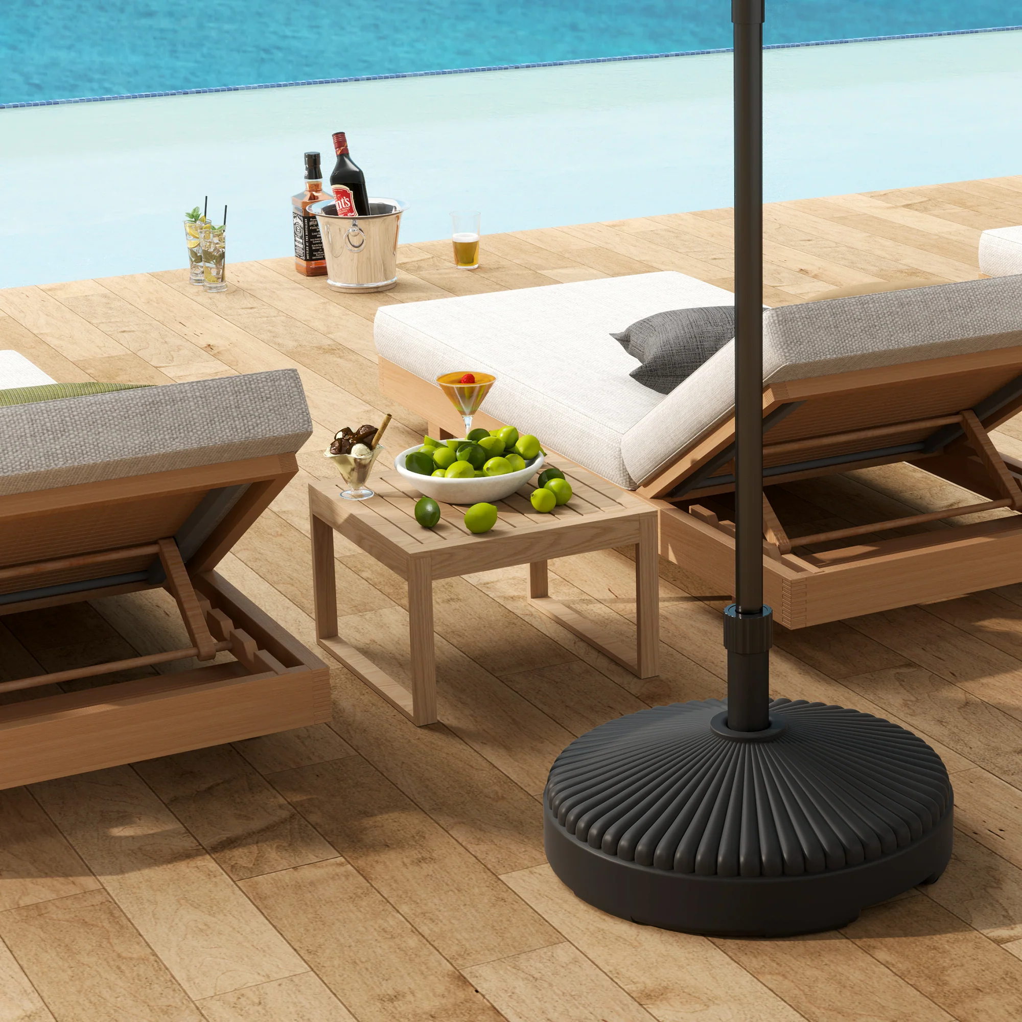Outsunny Garden Parasol Base, 28kg Sand Filled, 23kg Water Filled, Black - Image 7